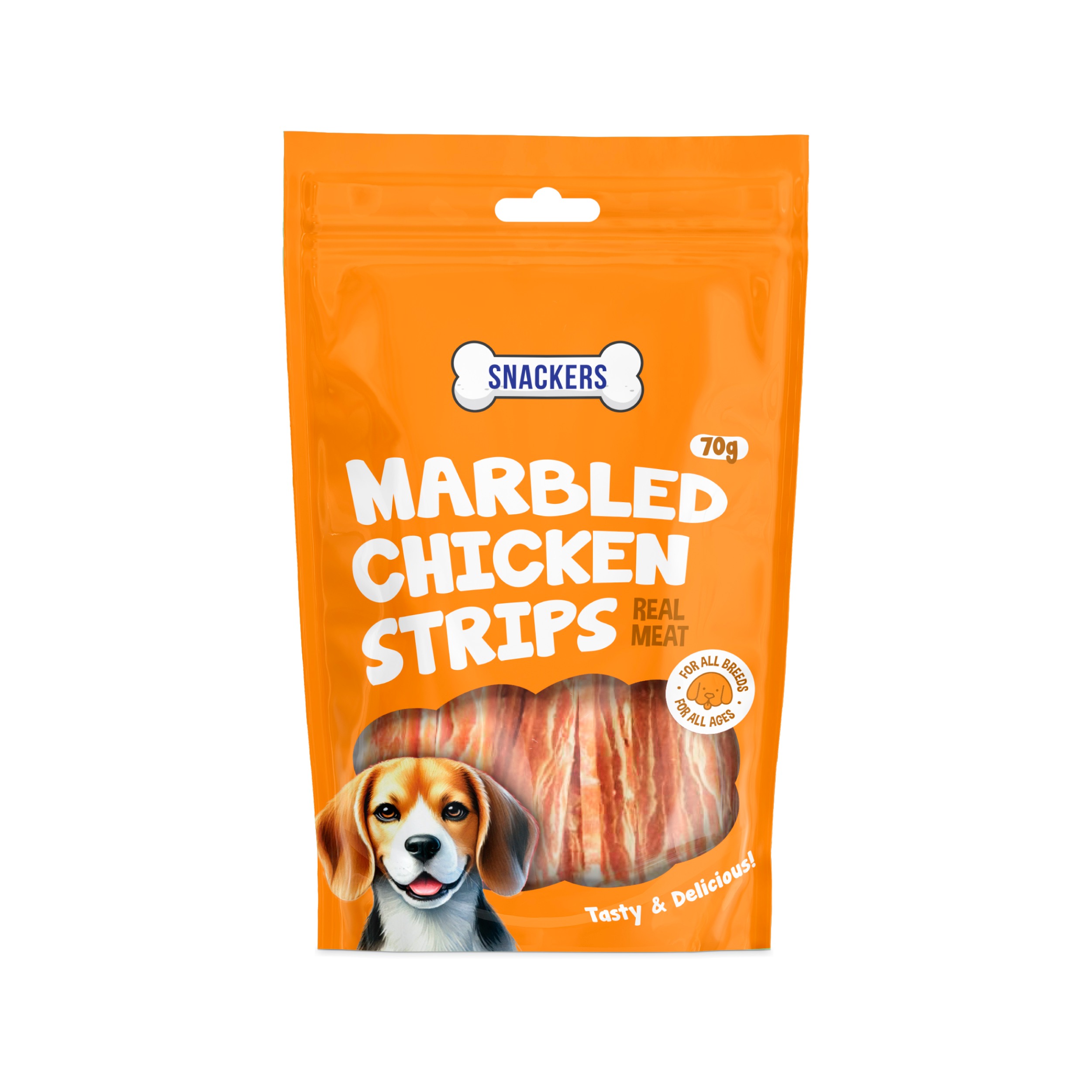 Snackers Marbled Chicken Strips Dog Treats 70g CL