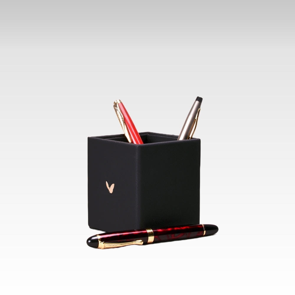 Pen/Pencil Holder | Faux Leather | Burnish Matt Series | Black | Small