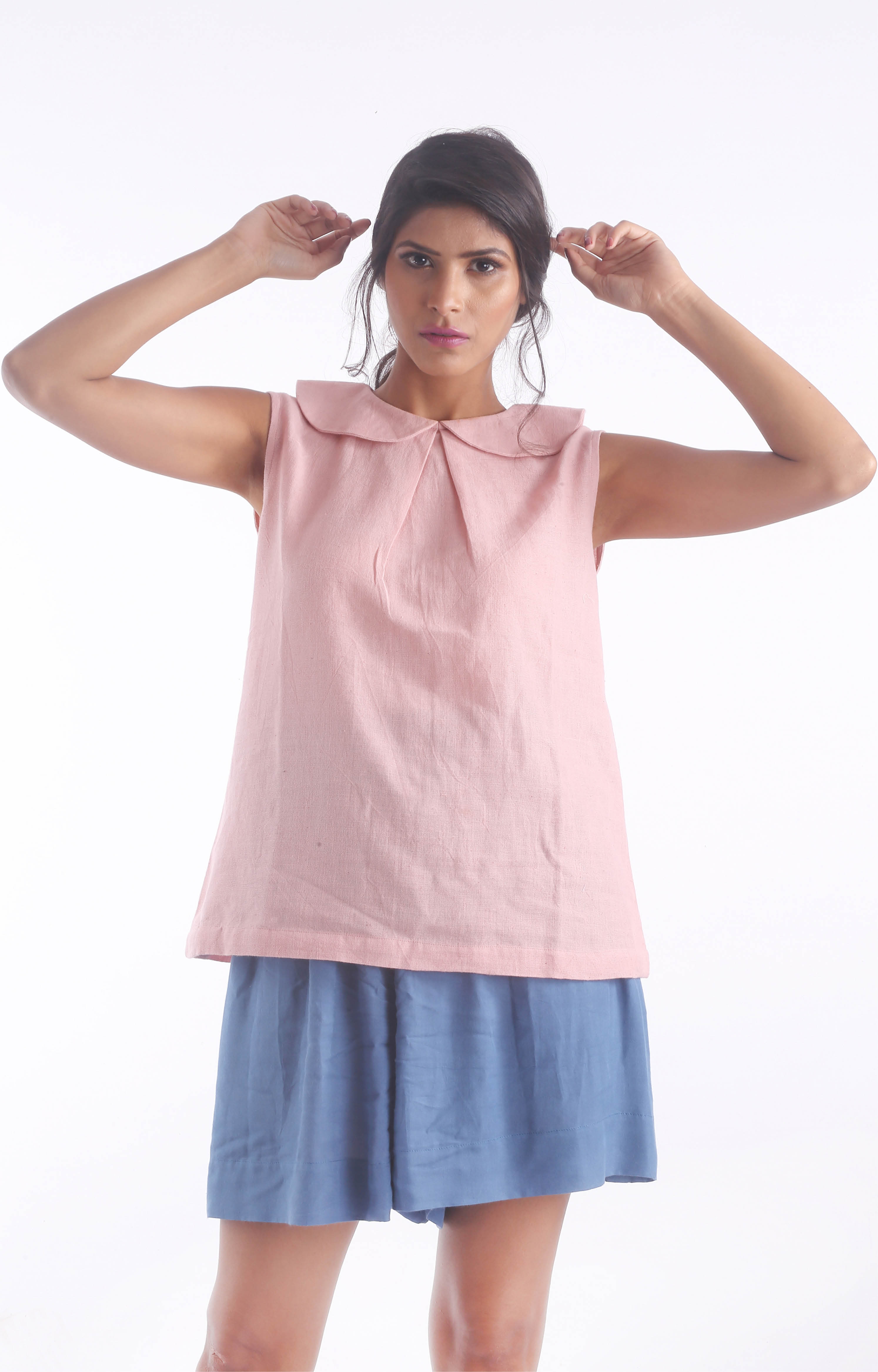 Women's Sustainable Kala Cotton Peter Pan Pink Top