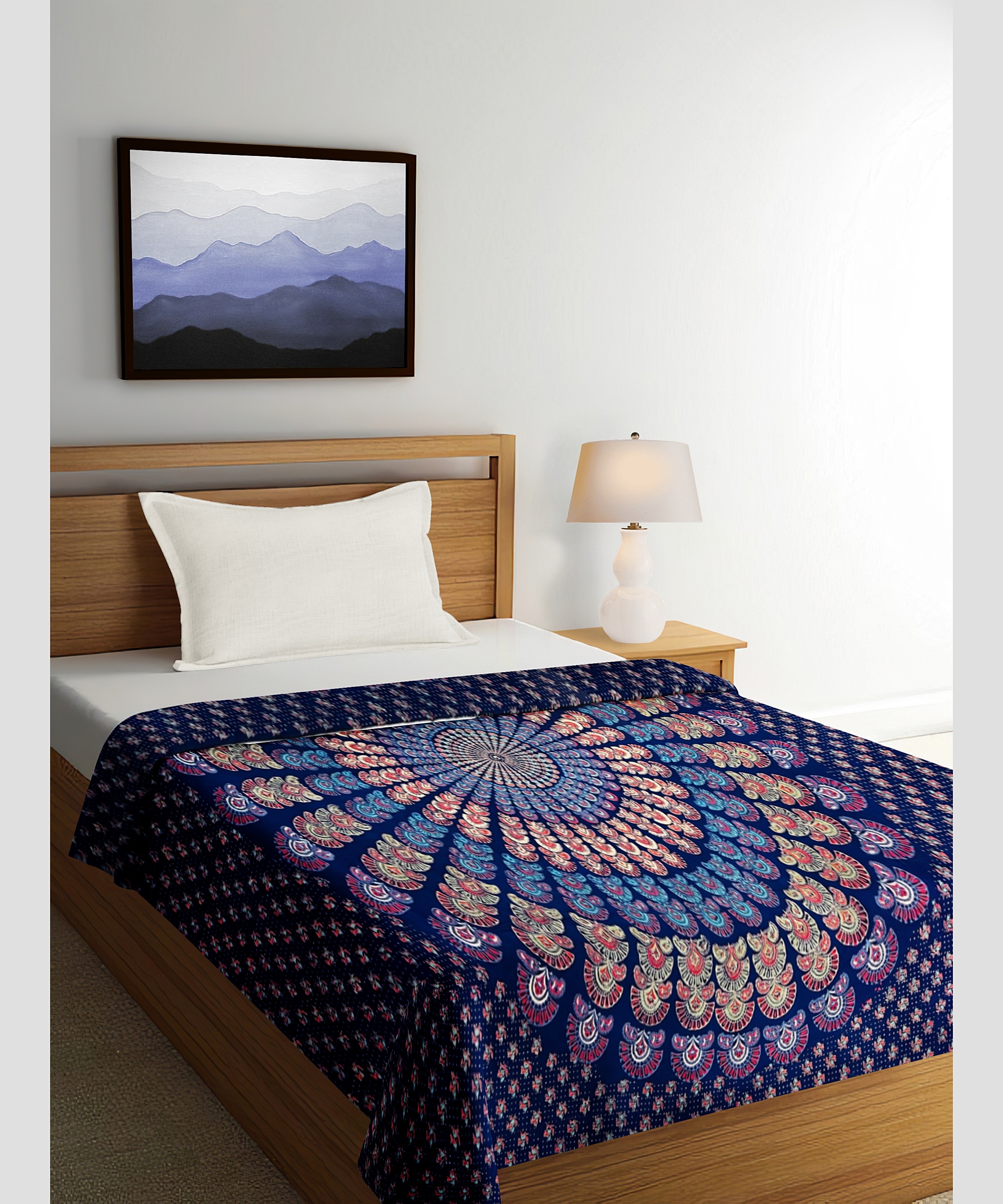 Boria Bistar | Rajasthani Indigo Printed Cotton Double Bedsheet