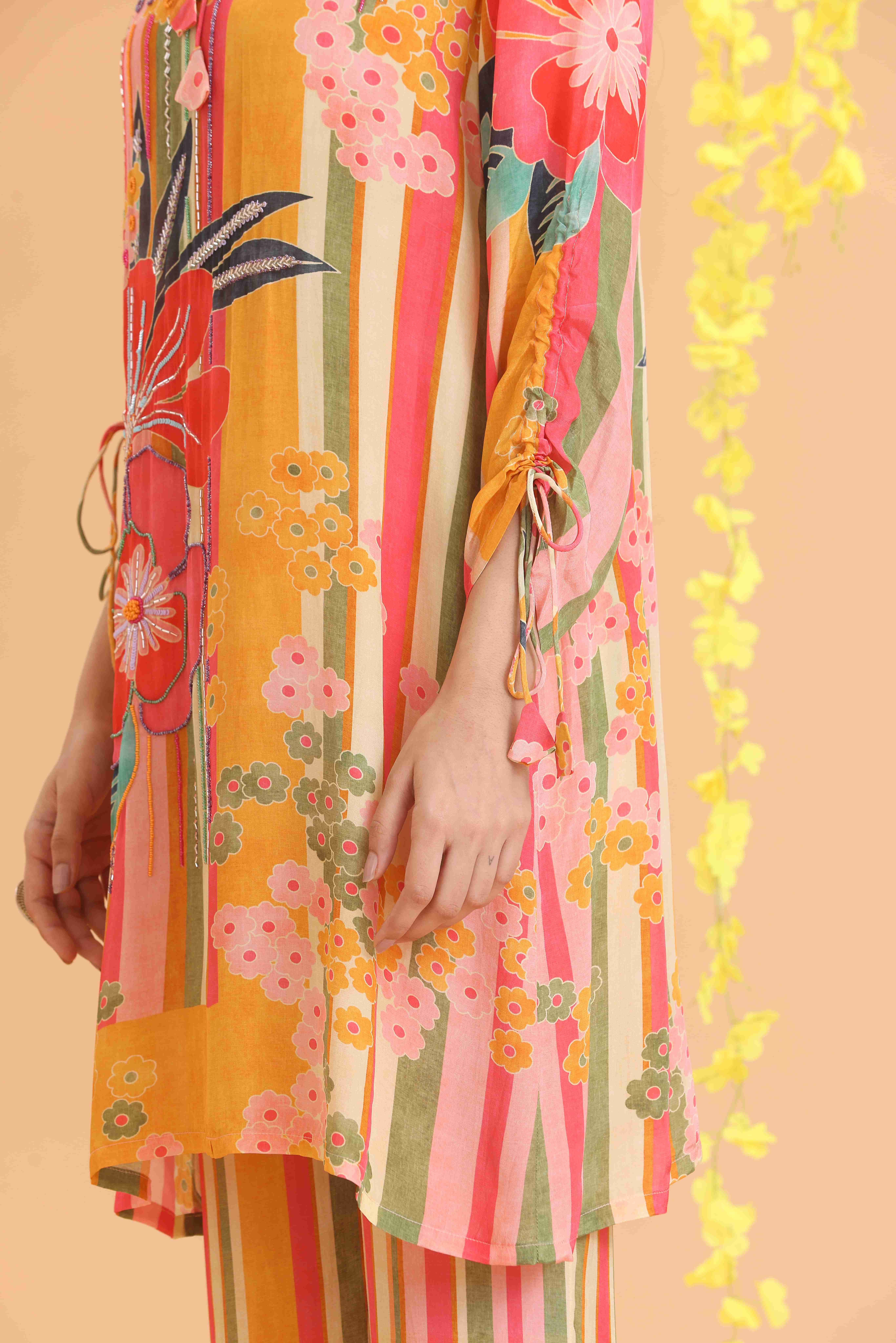 Floral Striped Kurta set