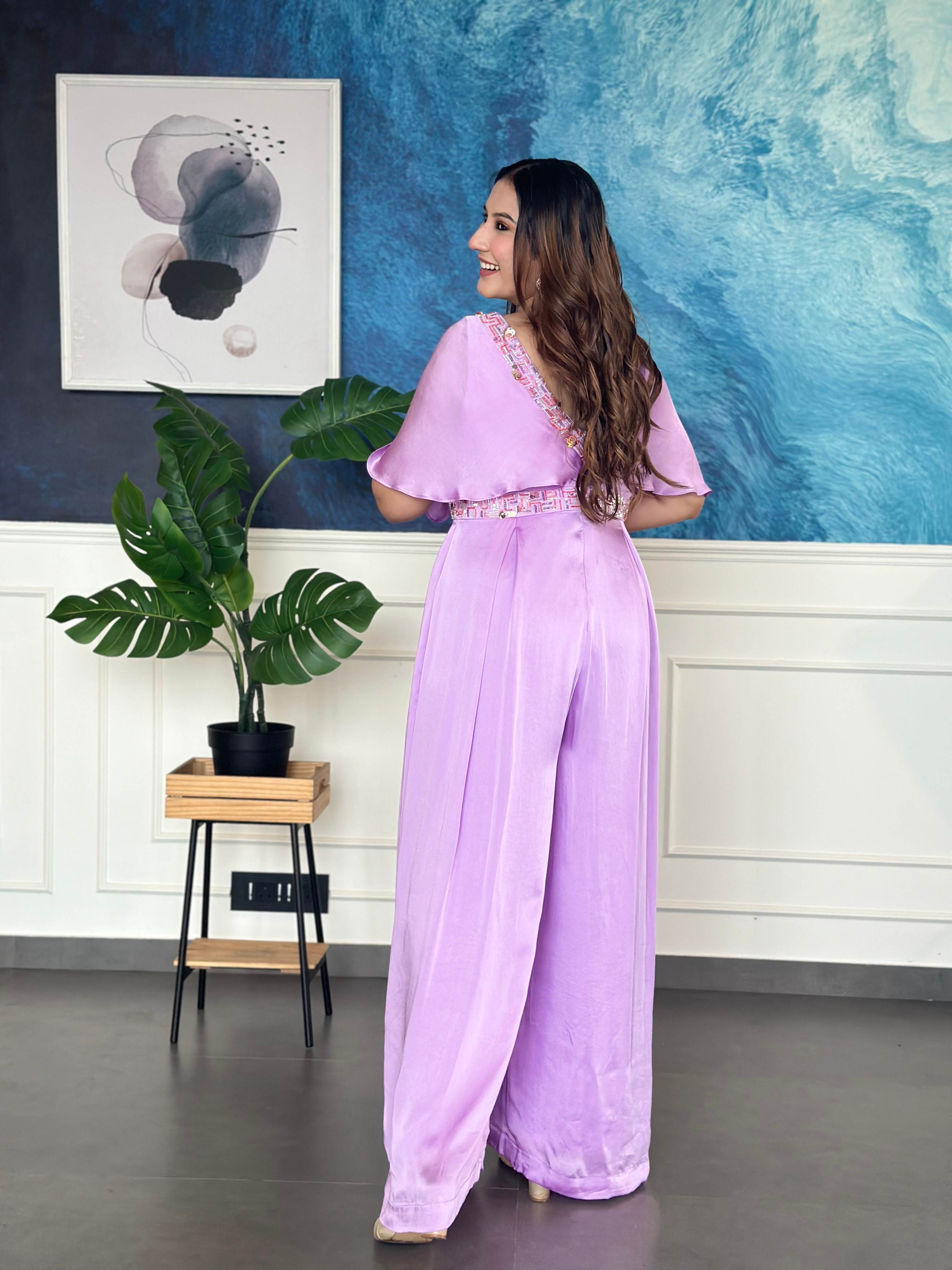 Lavender Satin Jumpsuit