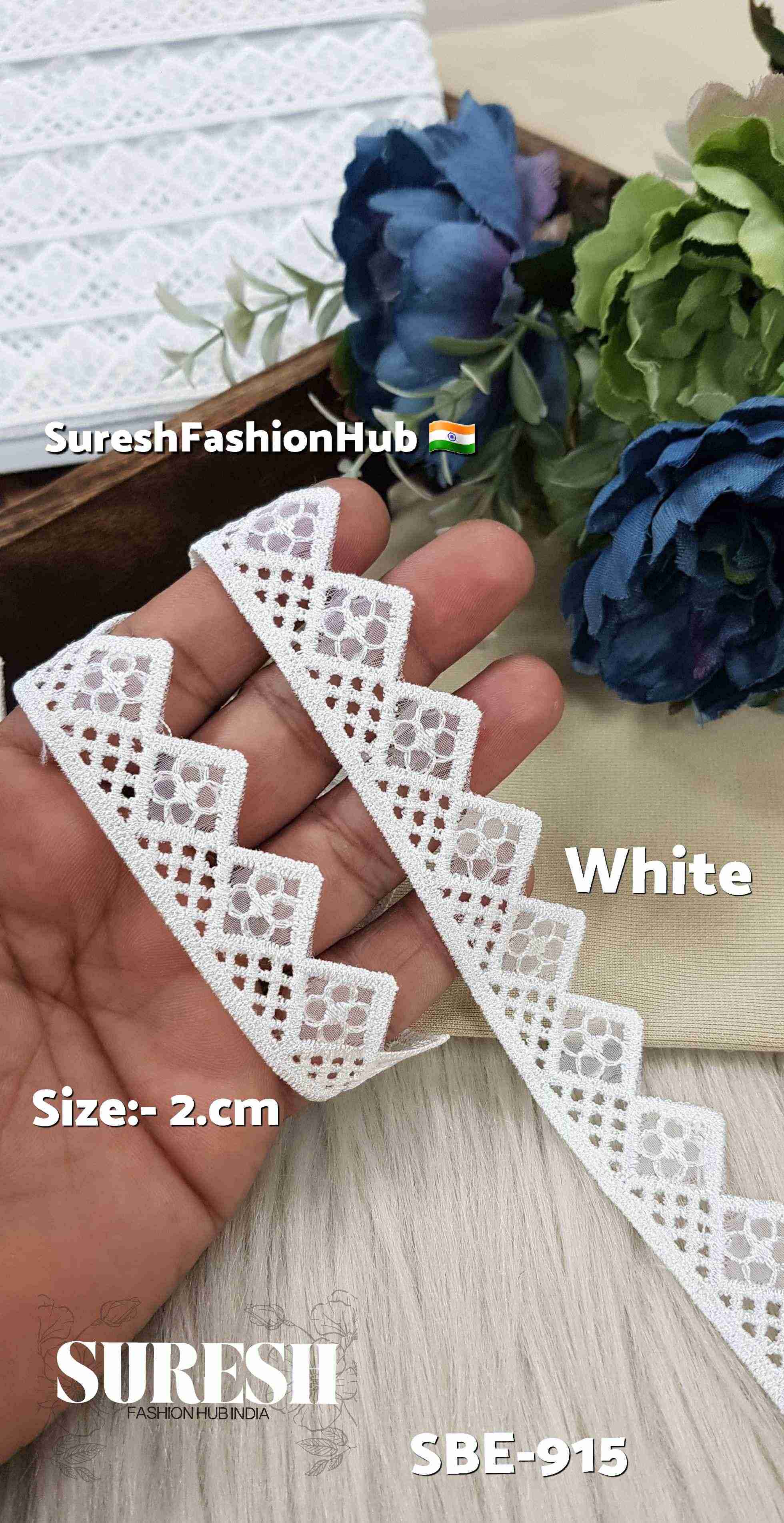 Elegant Bloom White Organza Cutwork Lace
