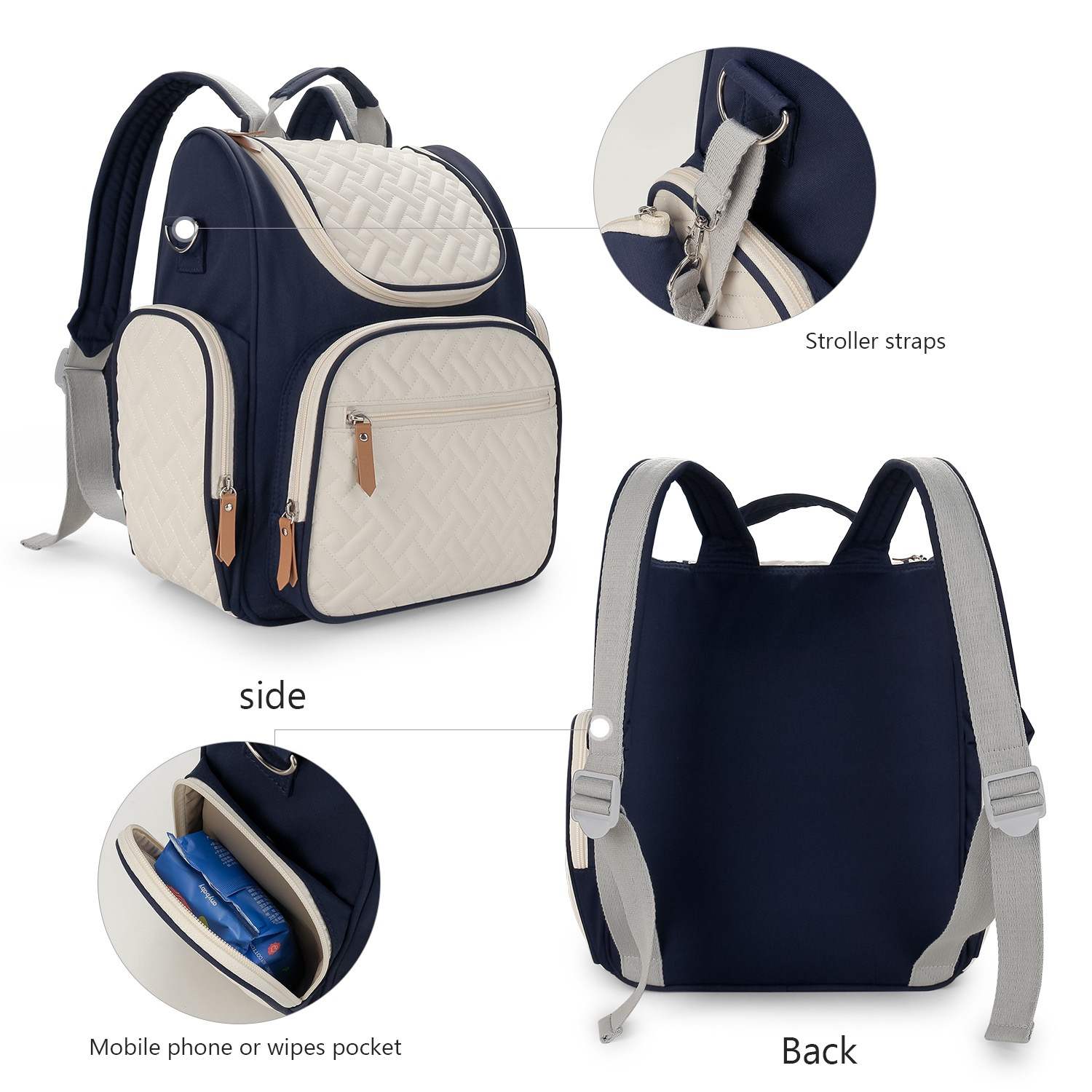 Nautical Chic Quilted Diaper Backpack