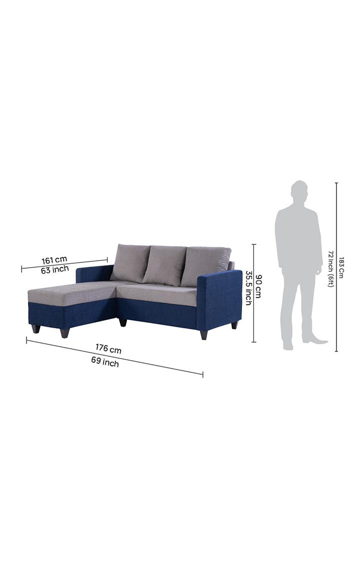 neudot Saya RHS Sectional Sofa for Living Room |4 Person Sofa| Premium Fabric with Cushioned Armrest | 12 Months Warranty| Solid Wood Frame| 4 Seater in Saya Duo Blue Color DIY(Do-It-Yourself)