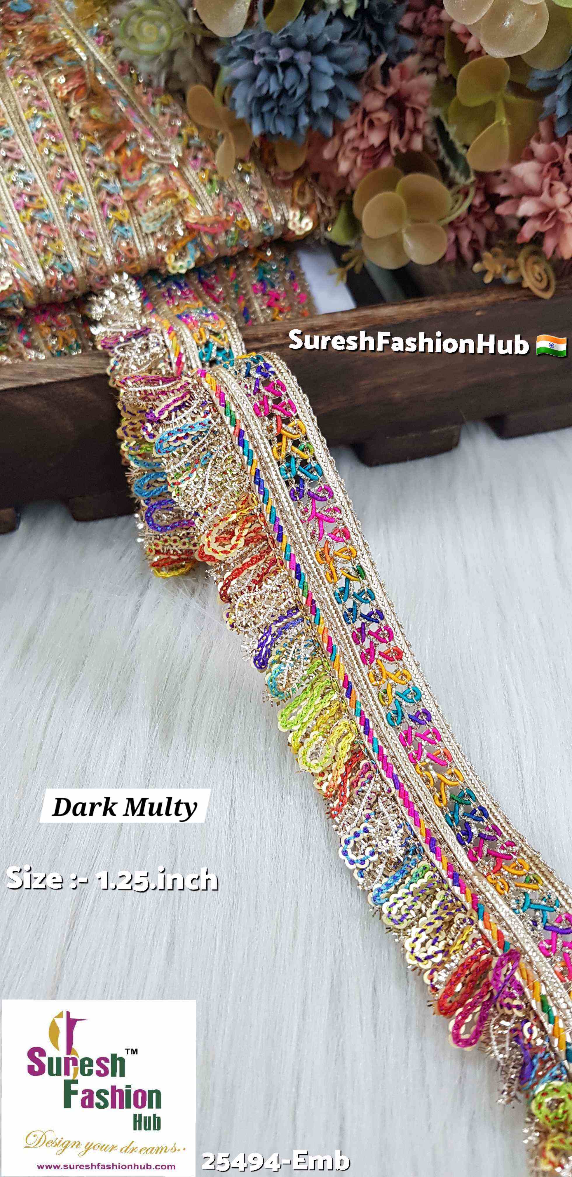 "Decorative Jhalar Lace with Glitter Dori for Festive Wear"