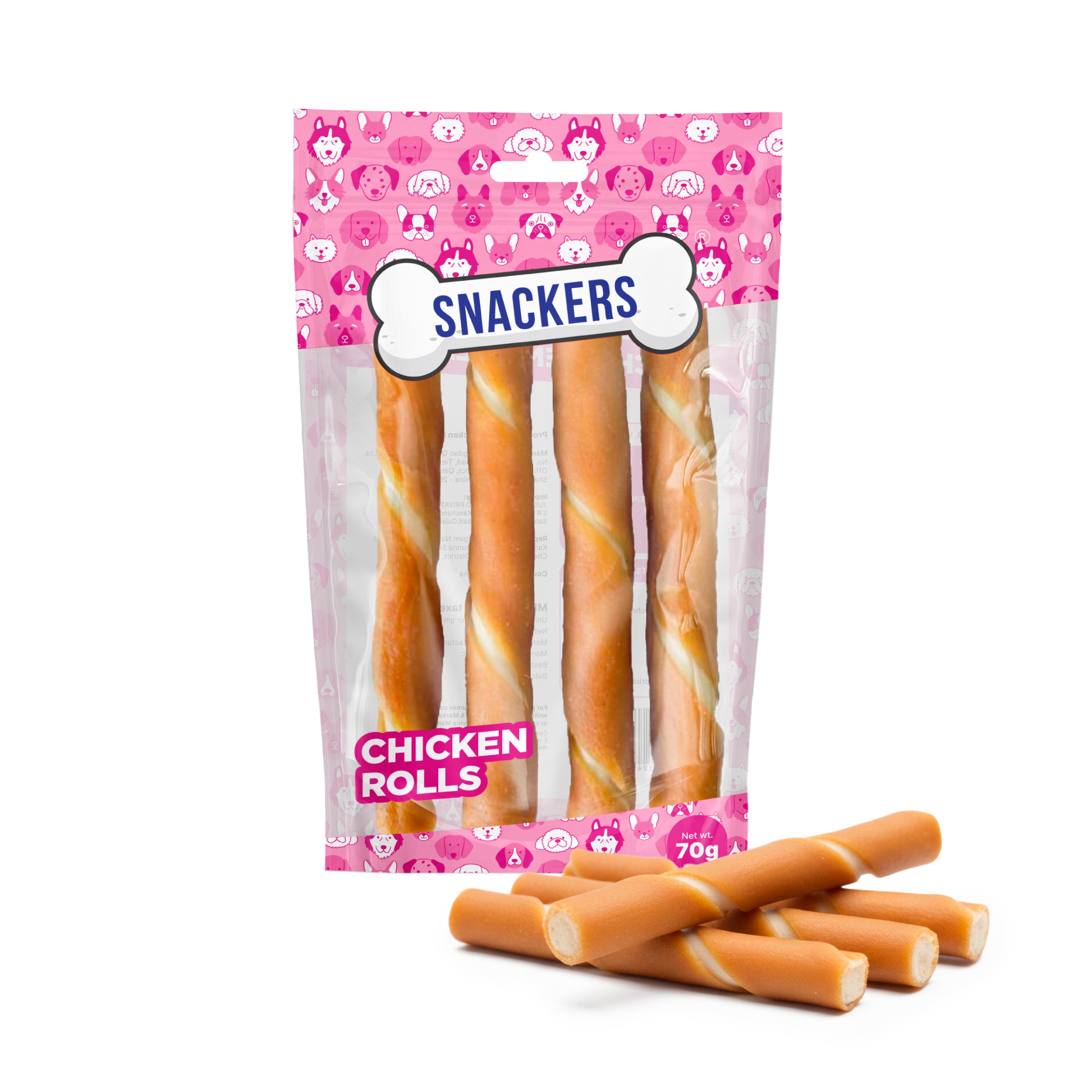 Snackers Chicken with Fiber Stick Twists for Dogs (12 cm, 1.2 cm, 70 g)