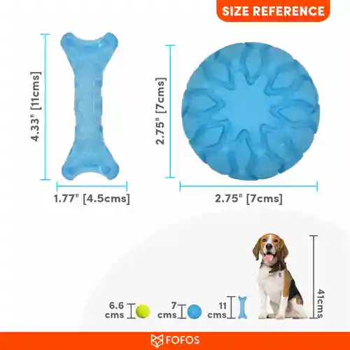 Barkbutler Fofos Milk Bone & Ball Durable Interactive Chew Toy for Dogs (Blue)