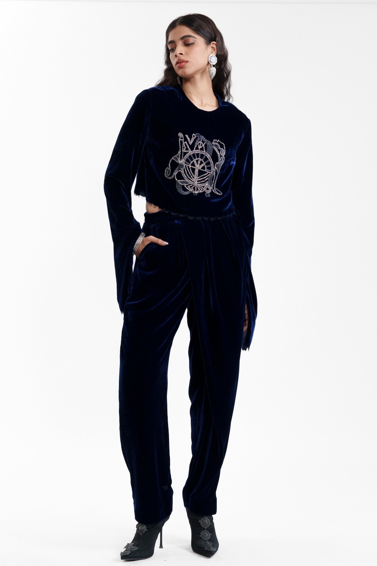 Sculpted Crop Top & Draped Pant Set