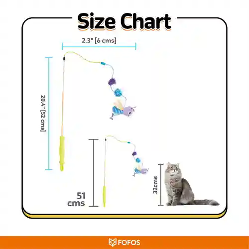 BarkButler Fofos Cat Wand Toy Replaceable Lets Fly Together