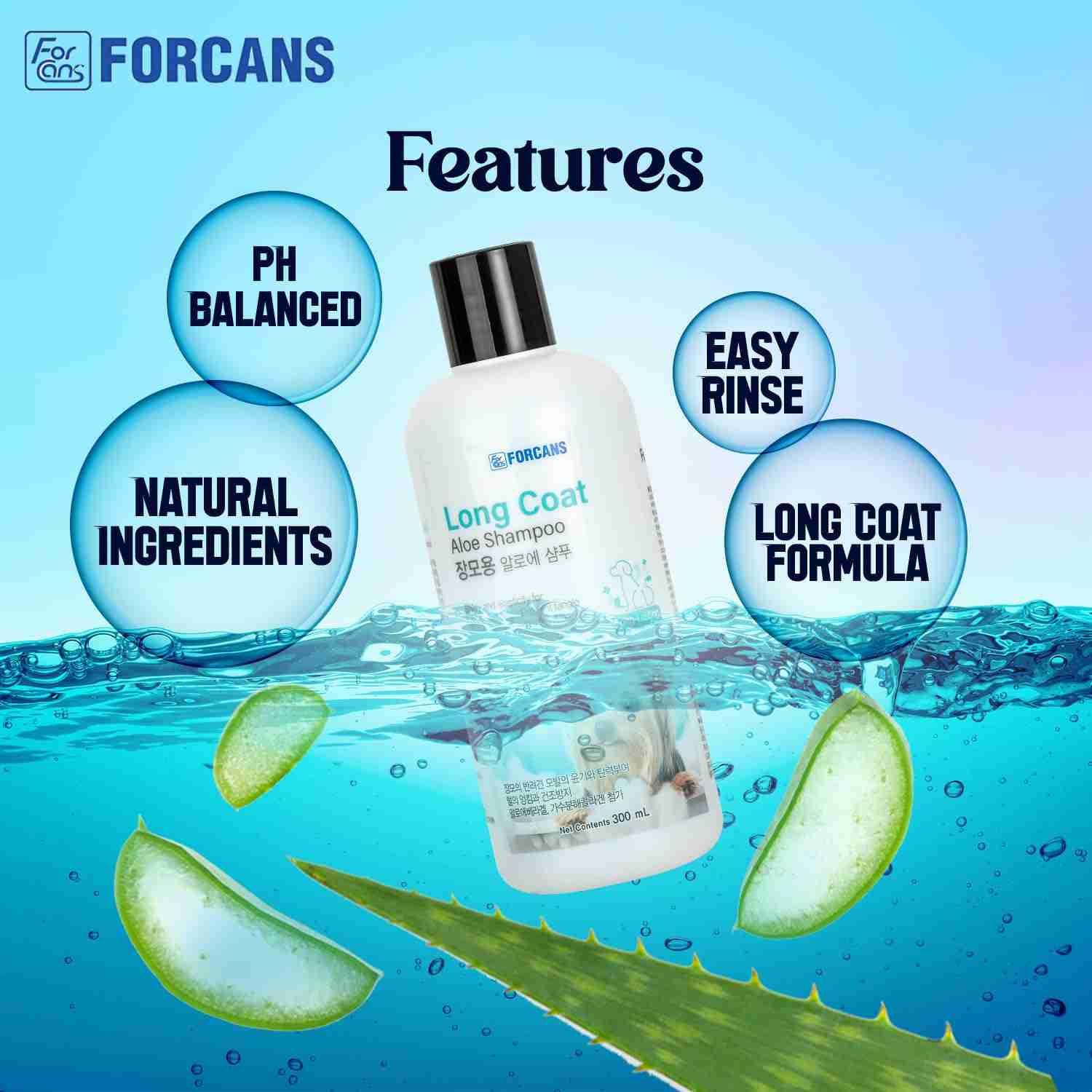 Forcans Aloe Long Coat Shampoo for Dogs