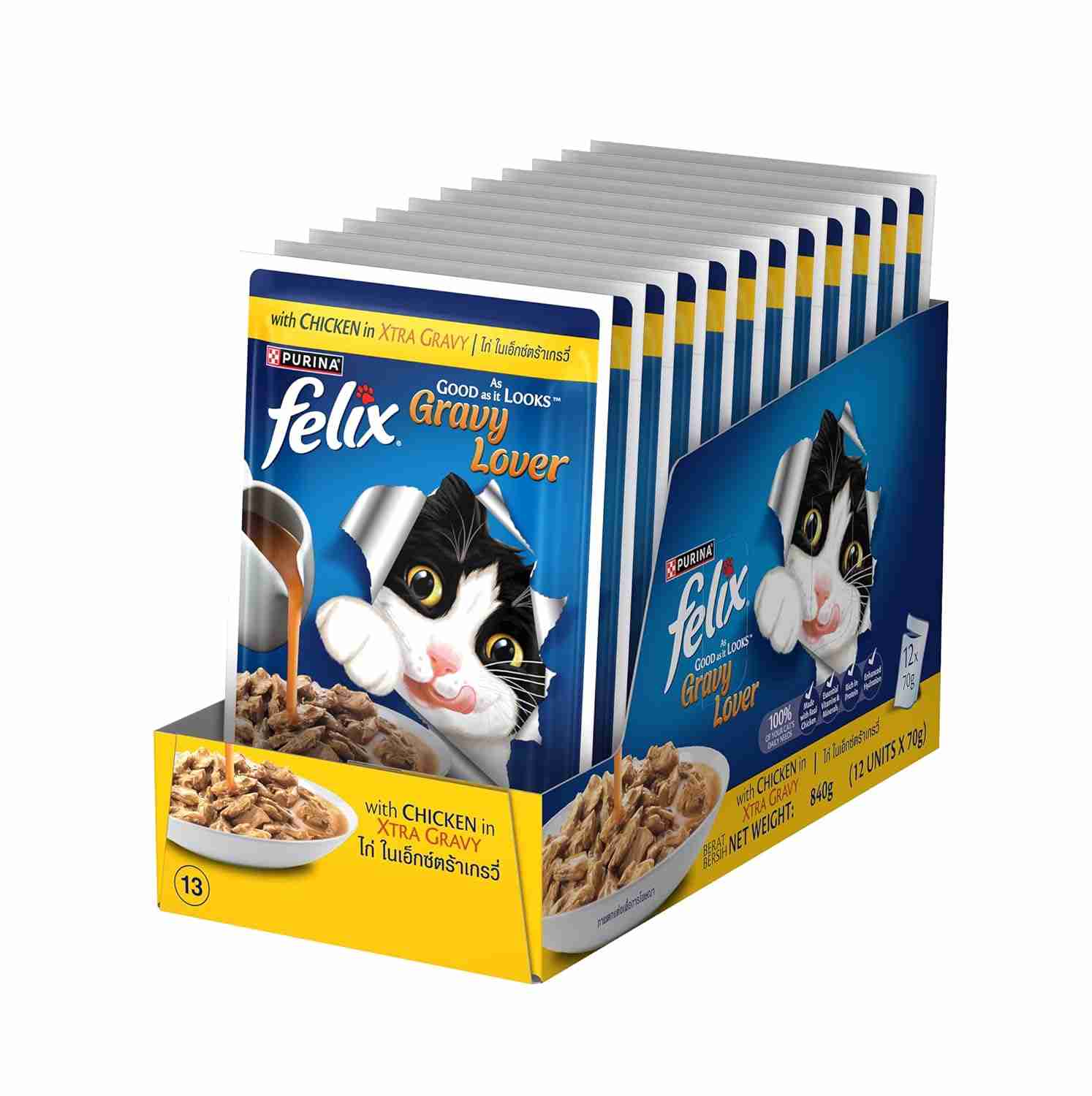 Purina Felix Gravy Lover Meaty Chicken Chunks Wet Cat Food, 70g