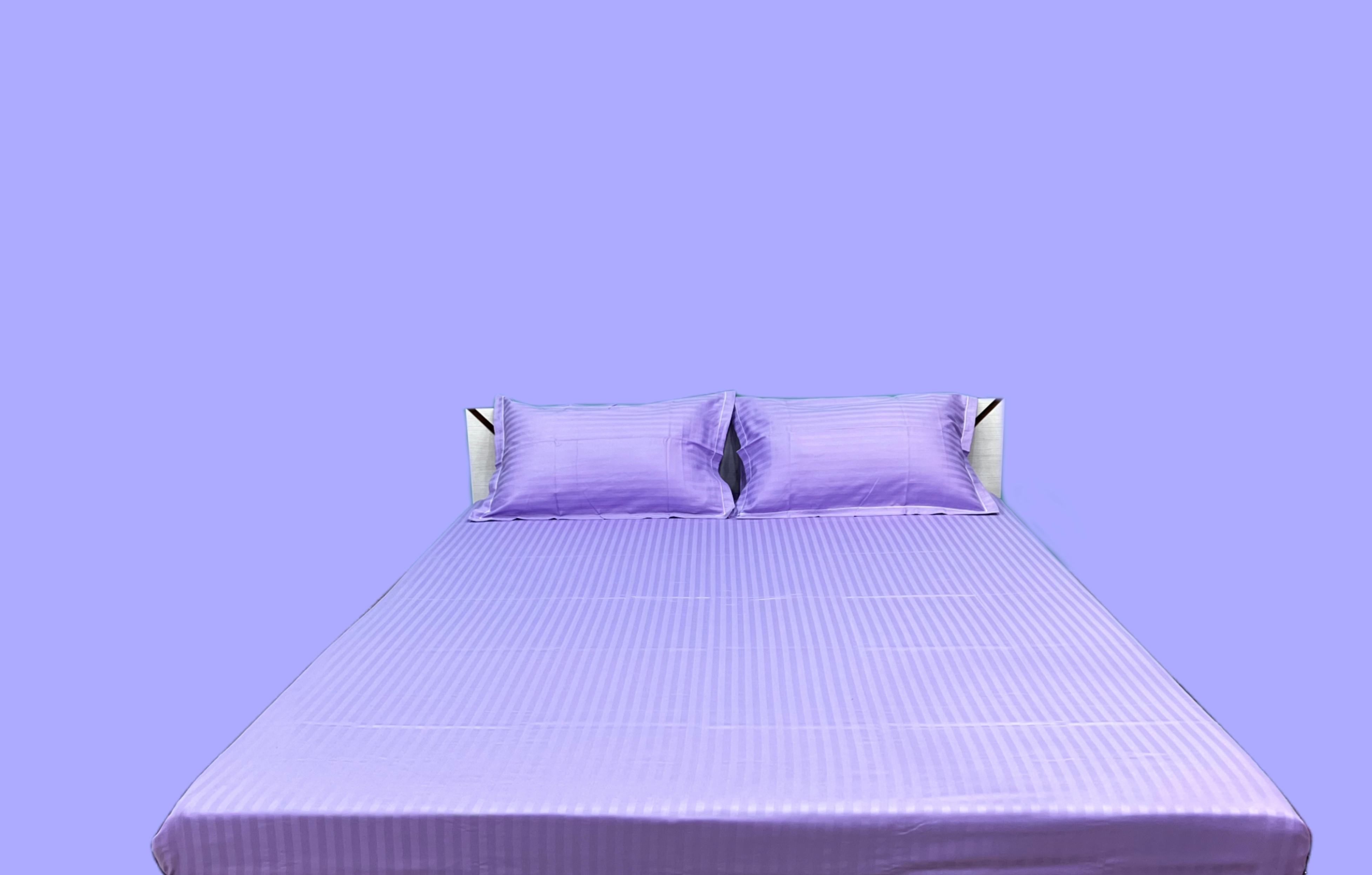 Boria Bistar | Boria Bistar 170TC  Pure Cotton Satin Stripes Plain Bedsheet with 2 pillowcases|0