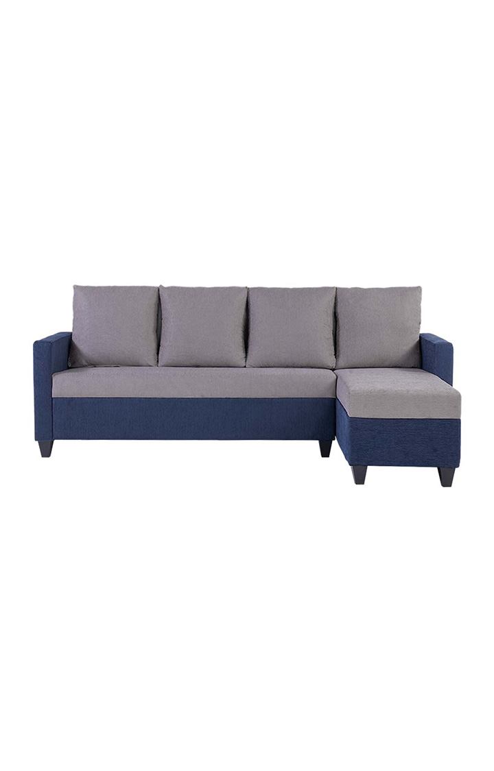 neudot Saya LHS Sectional Sofa for Living Room |6 Person Sofa| Premium Fabric with Cushioned Armrest | 12 Months Warranty| Solid Wood Frame| 6 Seater in Saya Duo Blue Color DIY(Do-It-Yourself)