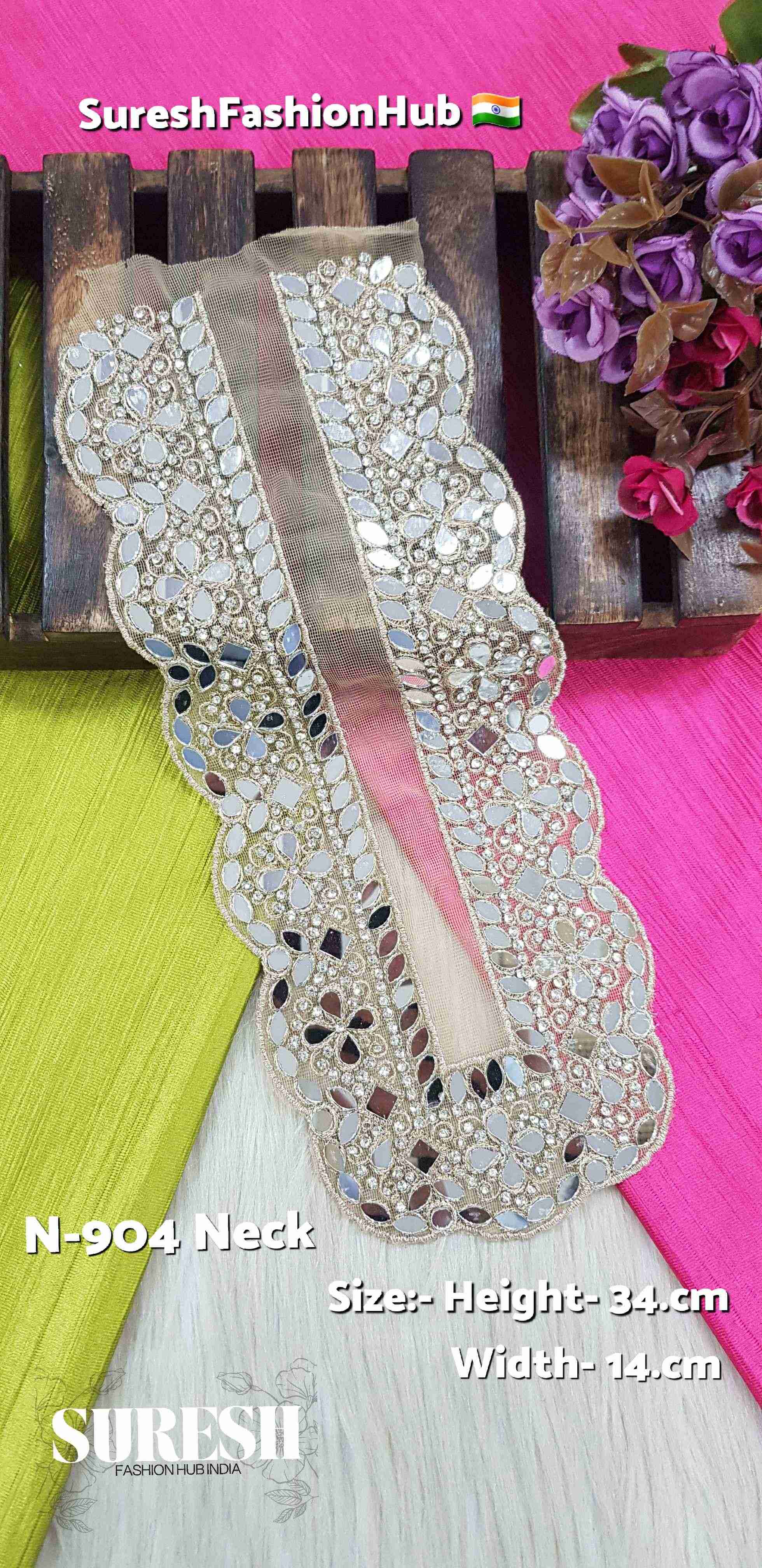 Pearl Radiance Mirror Embroidery Neck – Pearl | N-904