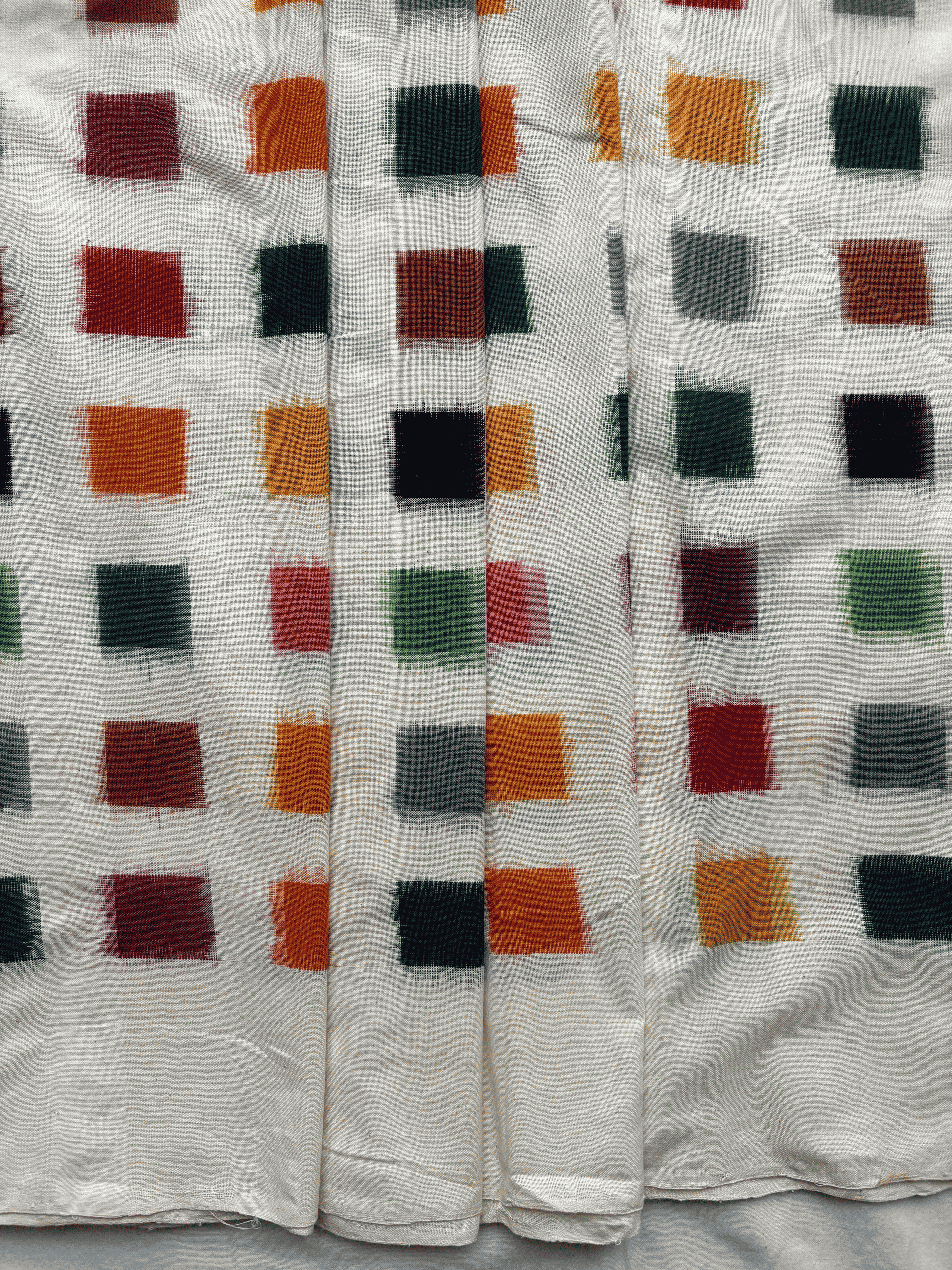 Cotton Double Ikat Multi Box Fabric