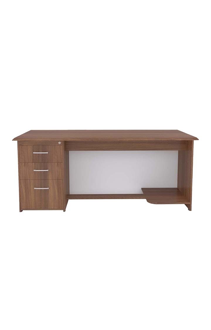 neudot Madison Executive Desk In Leon Teak Finish With File Cabinet And Pedestal