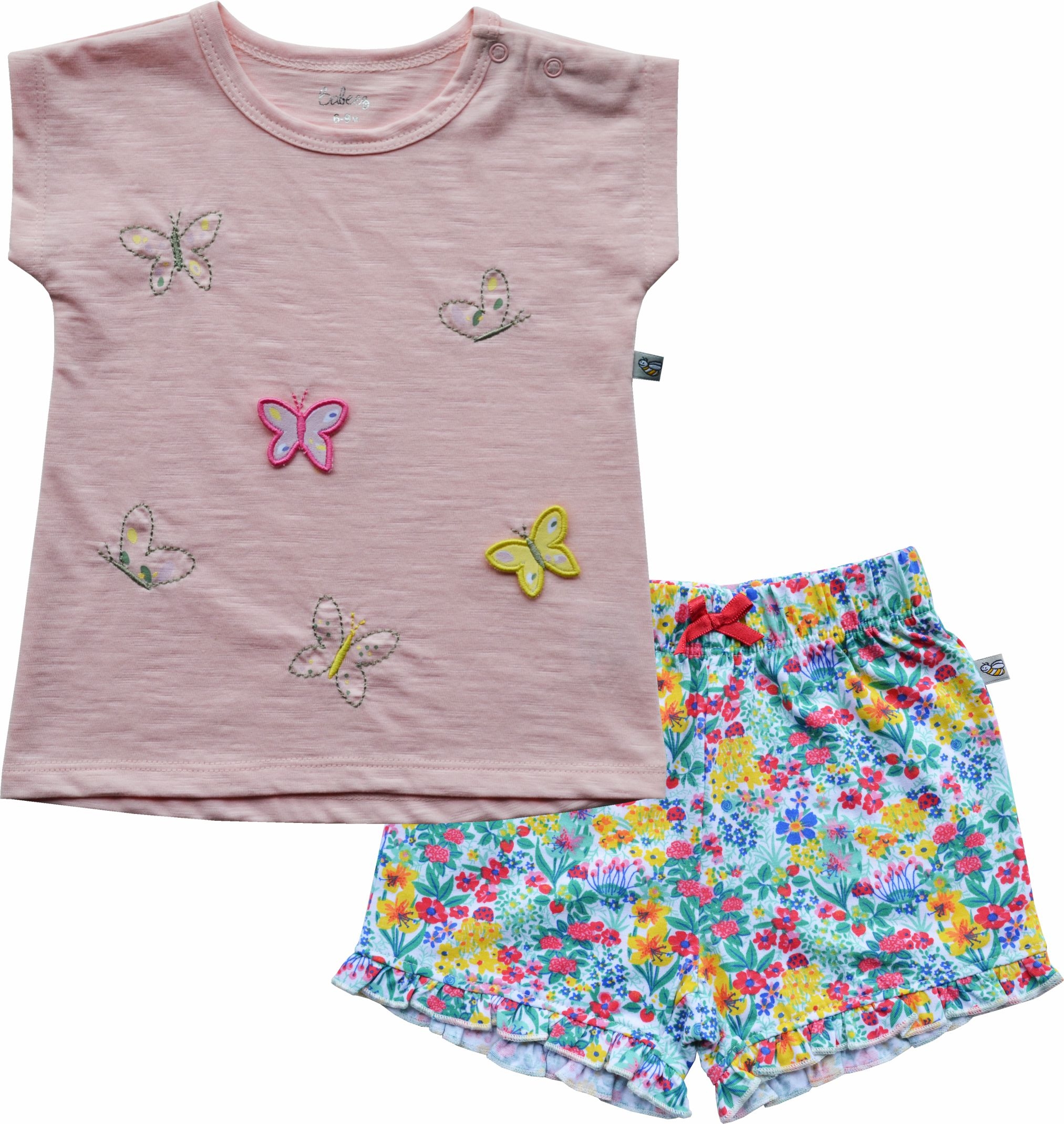 Pink Top+Flower AOP Shorts Set