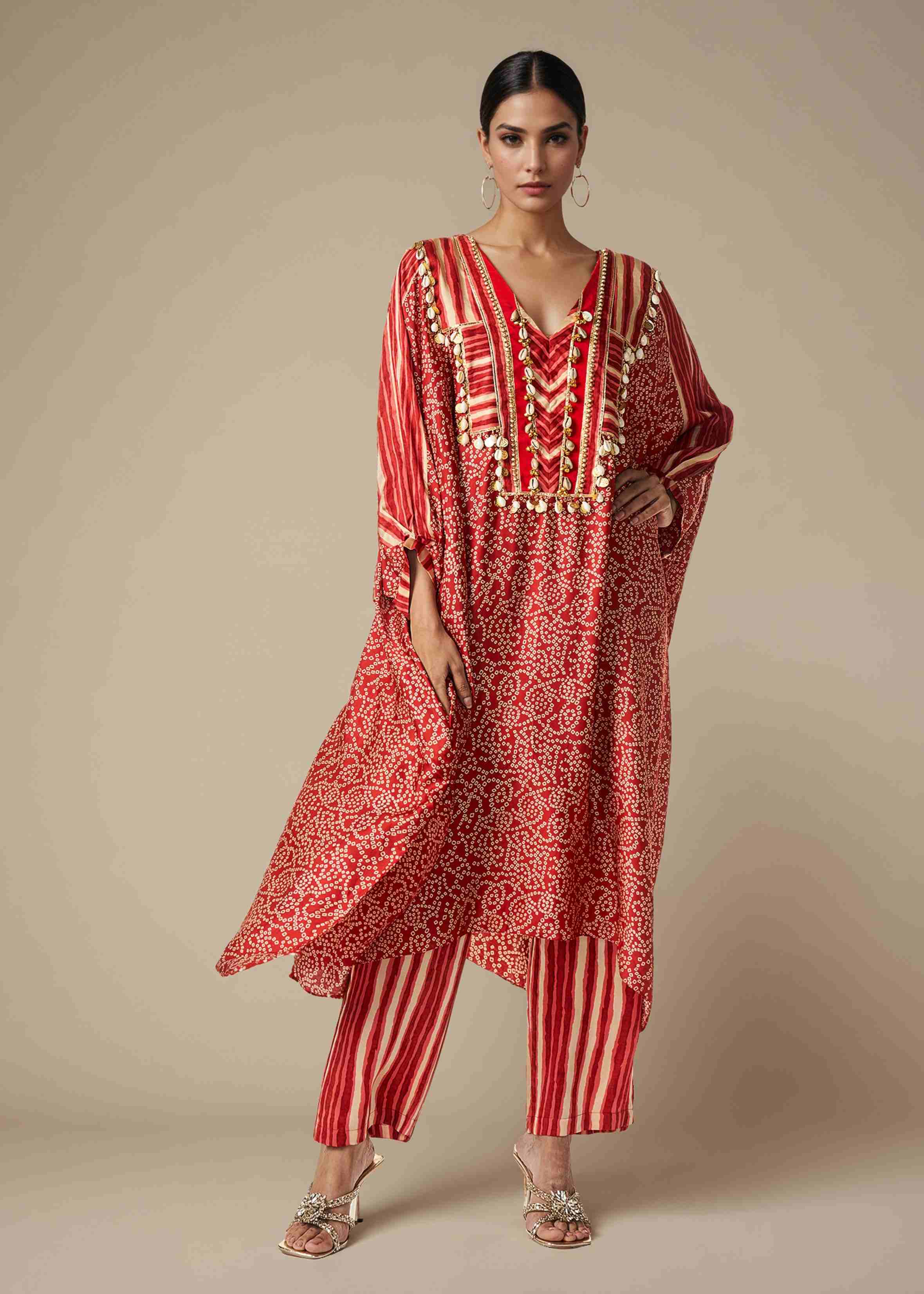 Maroon Belted Kaftan