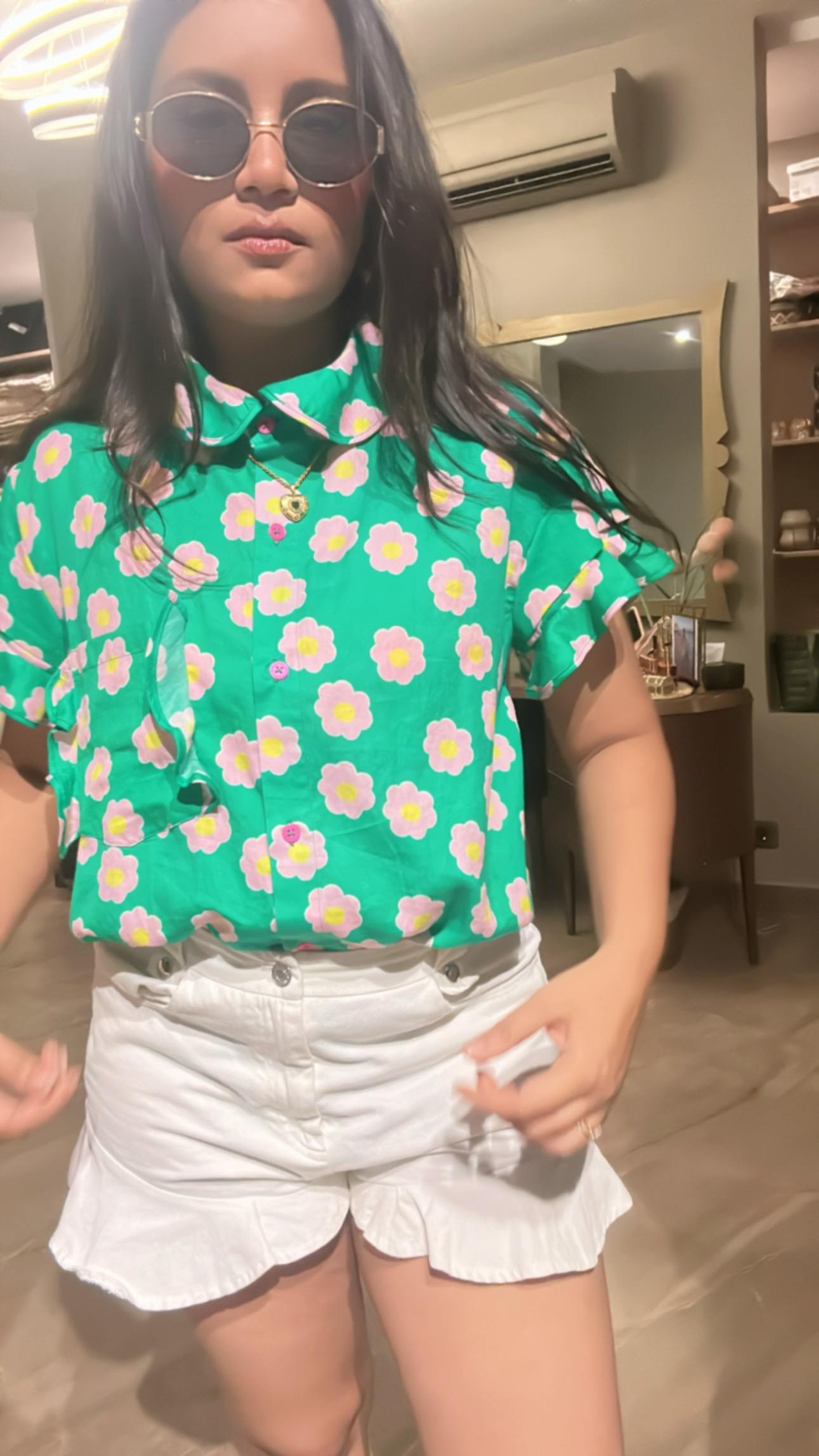 WAVY FLORAL PRINT SHIRT