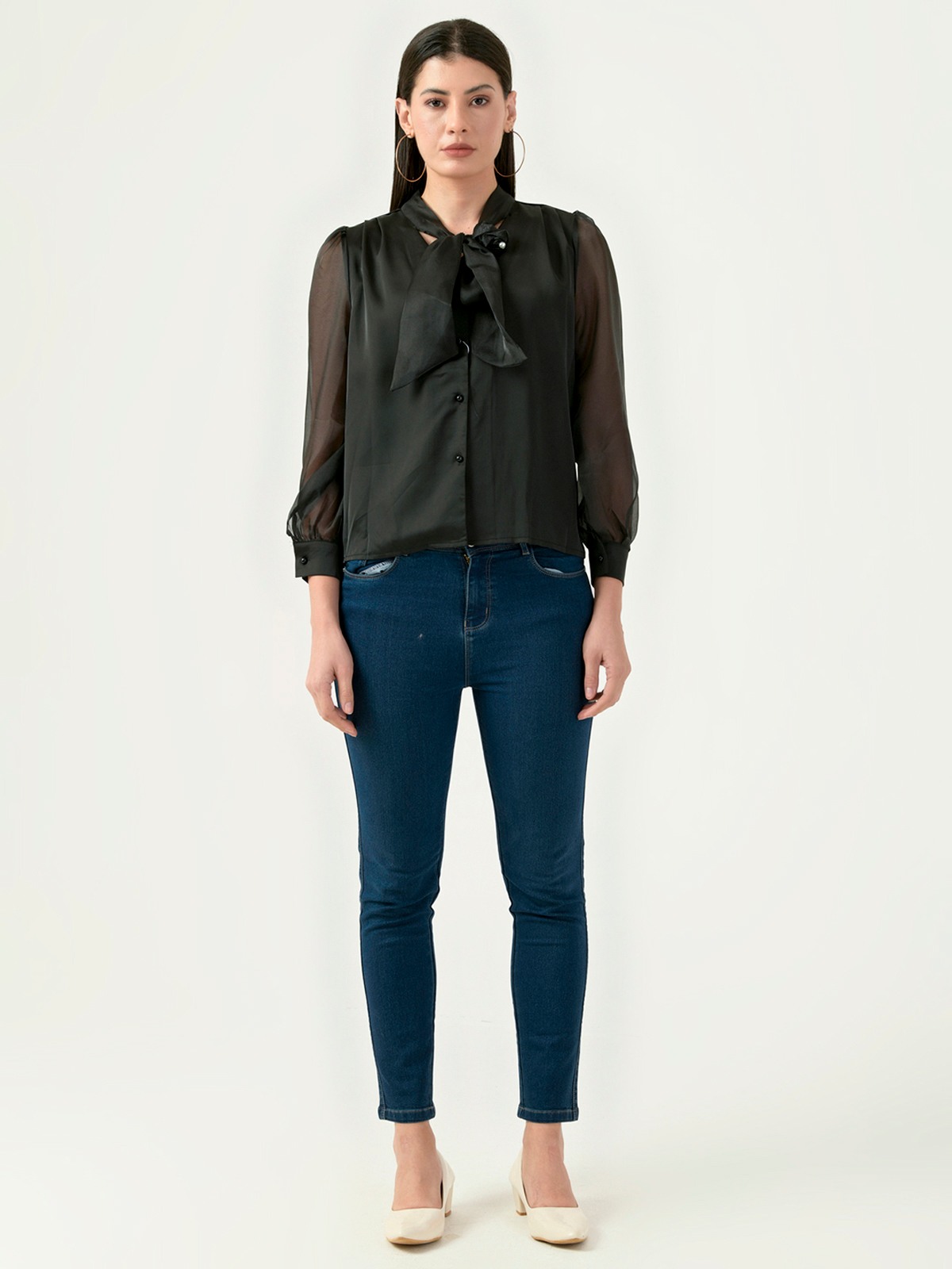 Albion Women Smart Premium Black Blouson Top