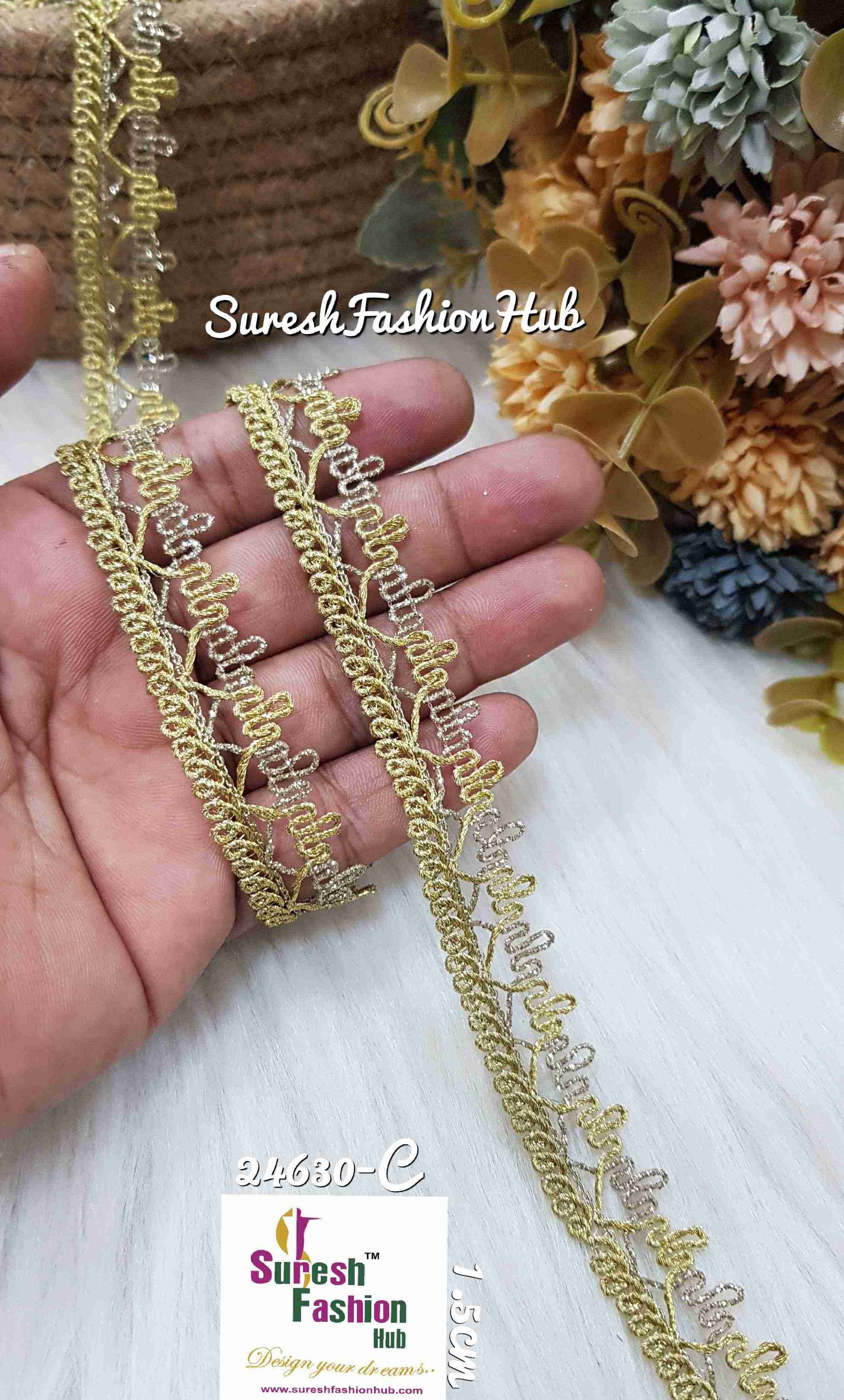 Light Gold Crystal Crochet Lace