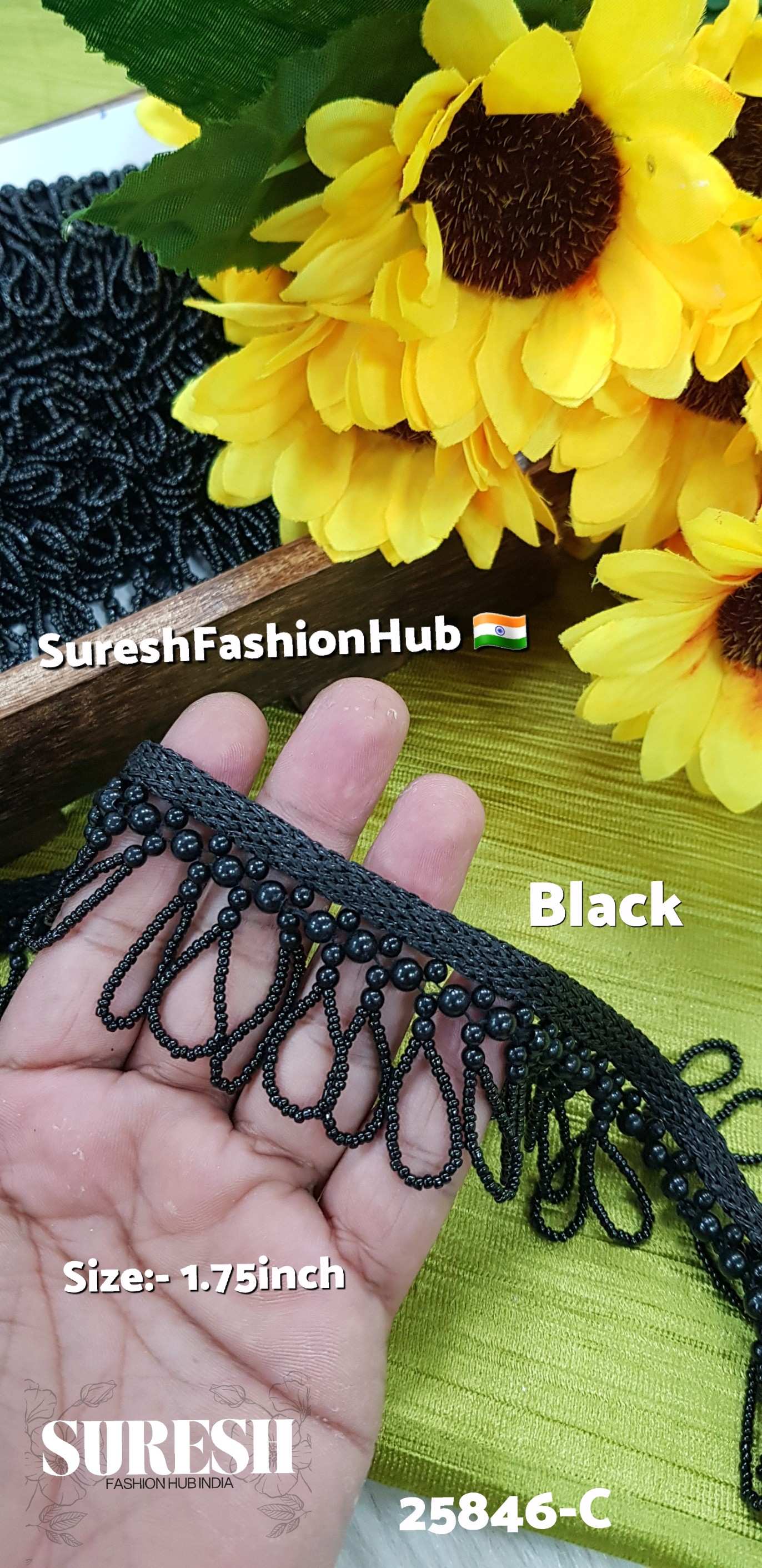 Black & Gold Jhalar Hanging Lace