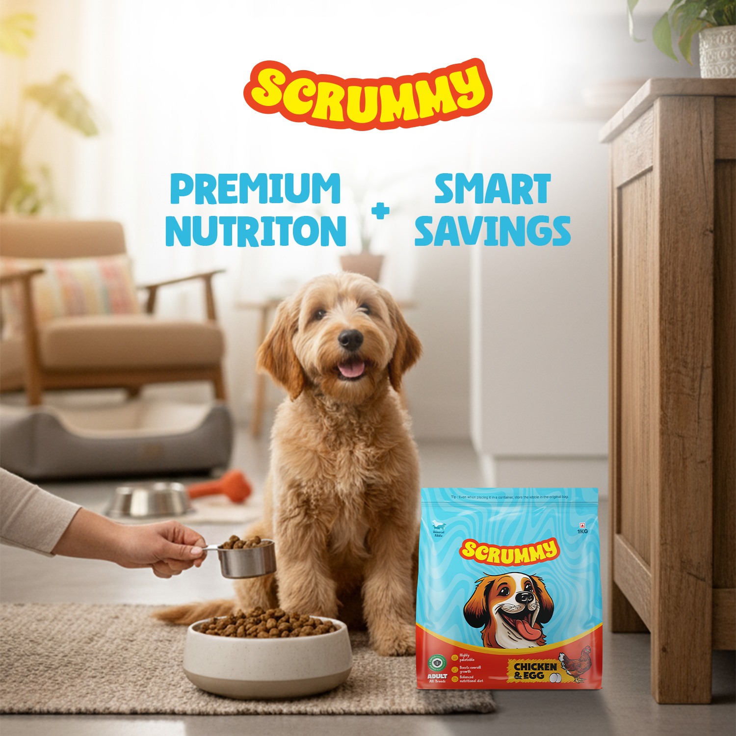 Scrummy Chicken & Eggs Adult All Breeds Kibble Dry Food for Dogs - 1kg