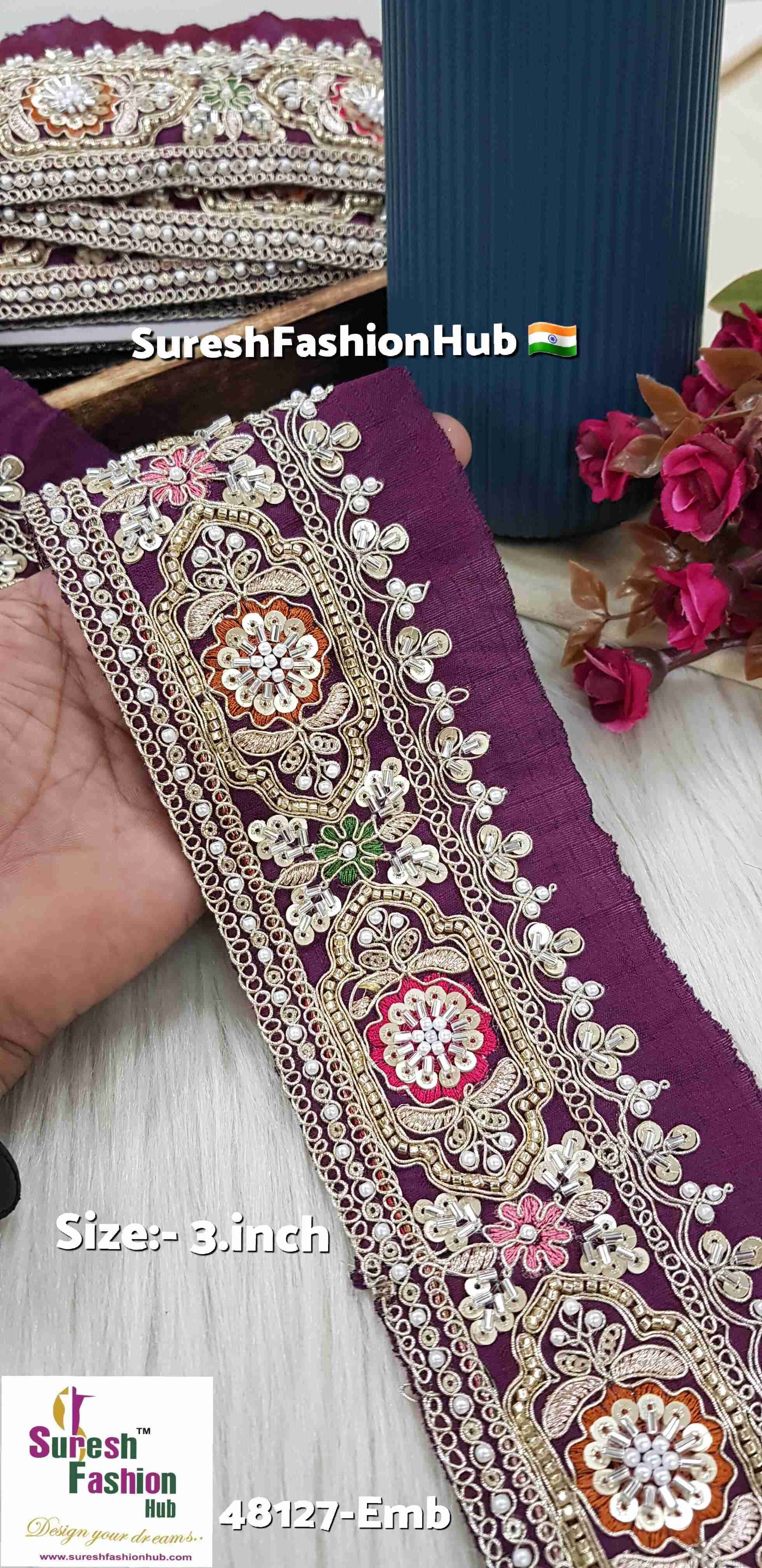 Royal Floral Wine Embroidery Lace