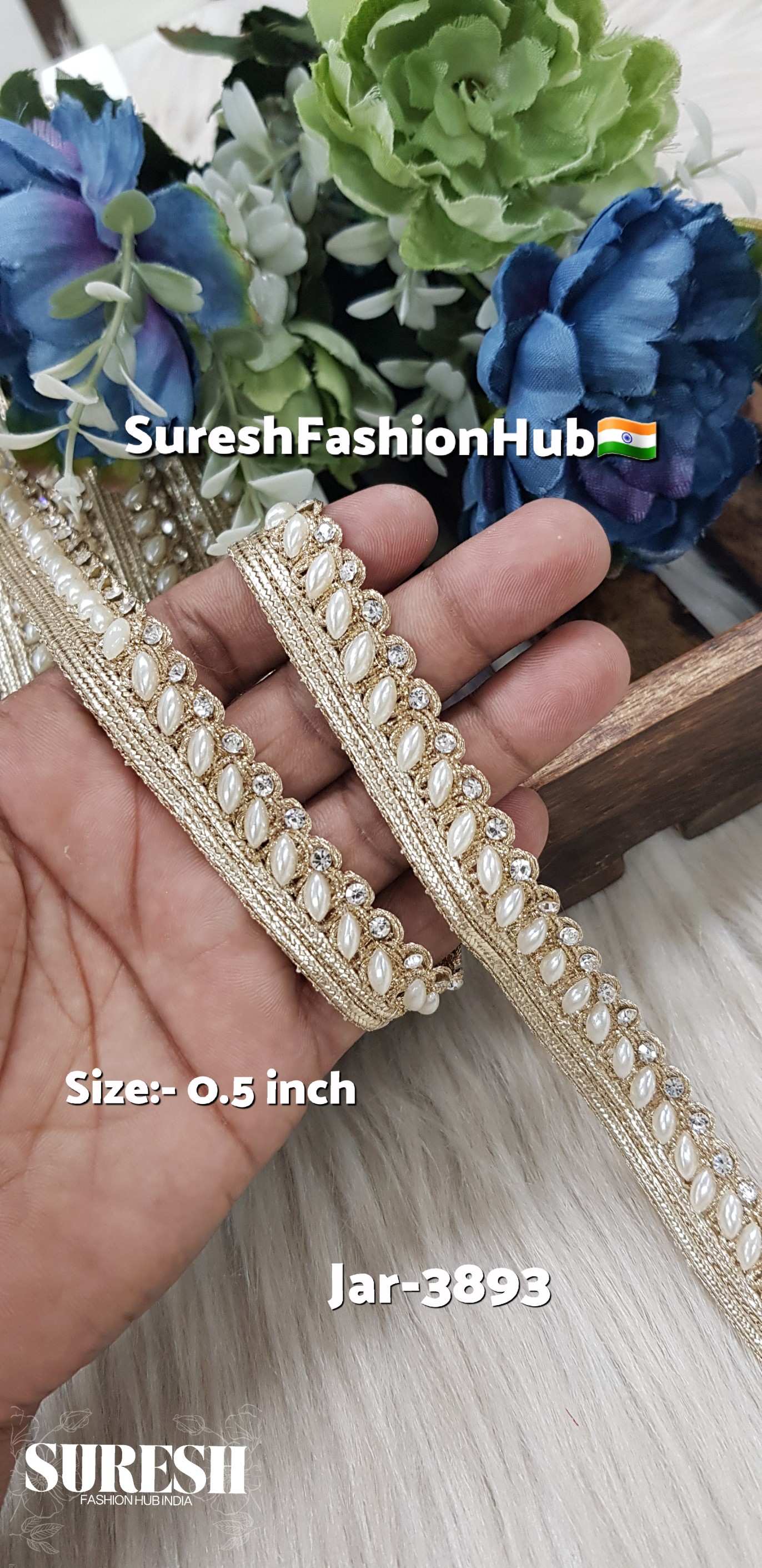 Pearl Glitter Diamond Jhalar Lace
