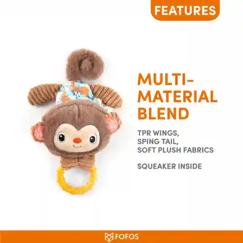 Barkbutler Fofos Puppy Monkey Toy for Dogs, 18 X 13 CM