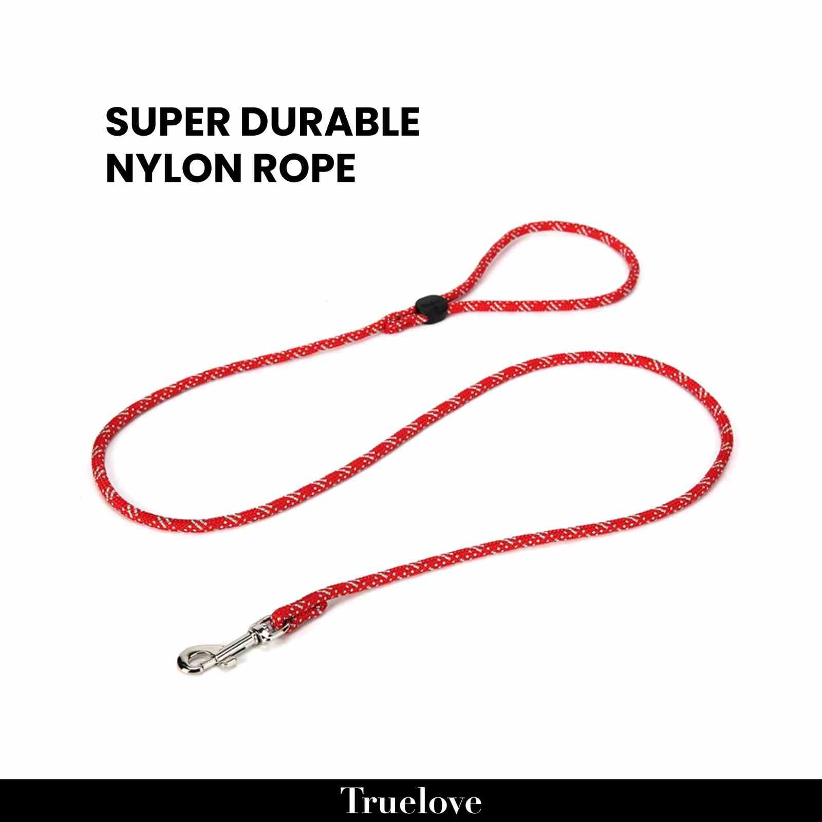 Truelove High Density Rope Webbing Leash for Dogs, Red