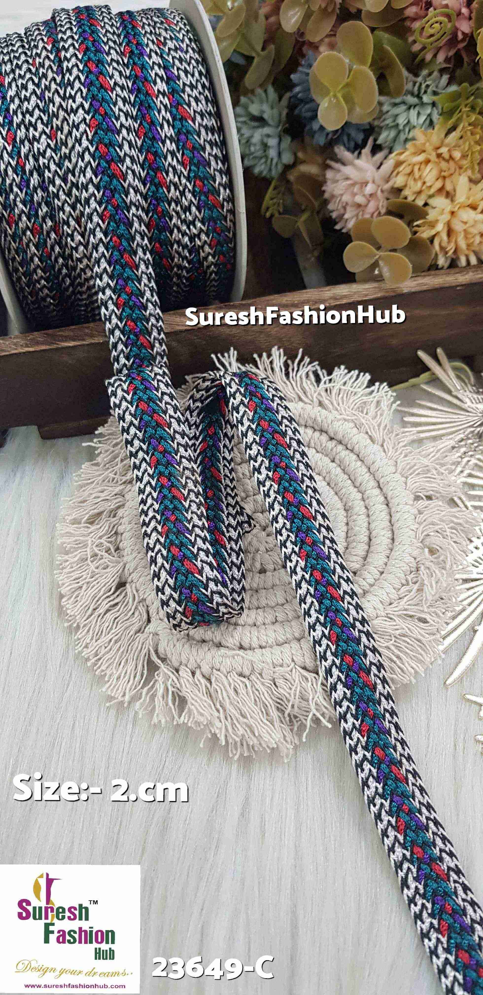 Vibrant Chevron Pattern Braided Trim(Rama)