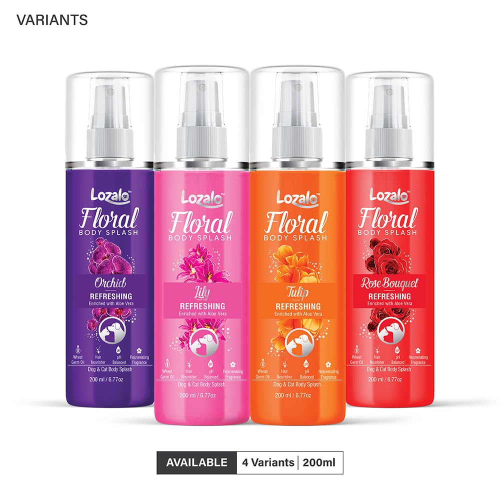 Lozalo Floral Pet Body Splash for Dogs & Cats, 200 ml, Rose