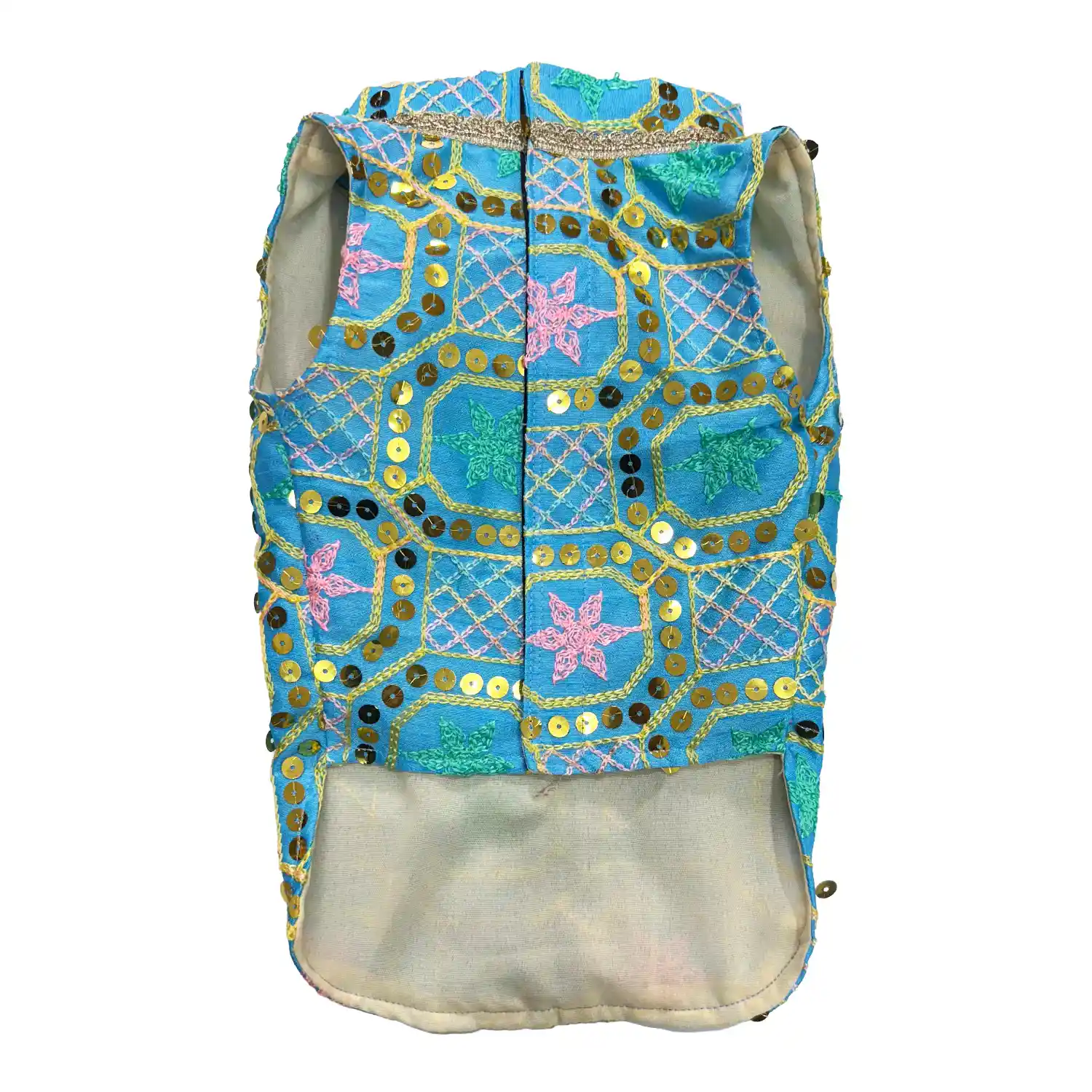 Pawsindia Traditional Nawabi Sky Blue Embroidered Kurta for Cats