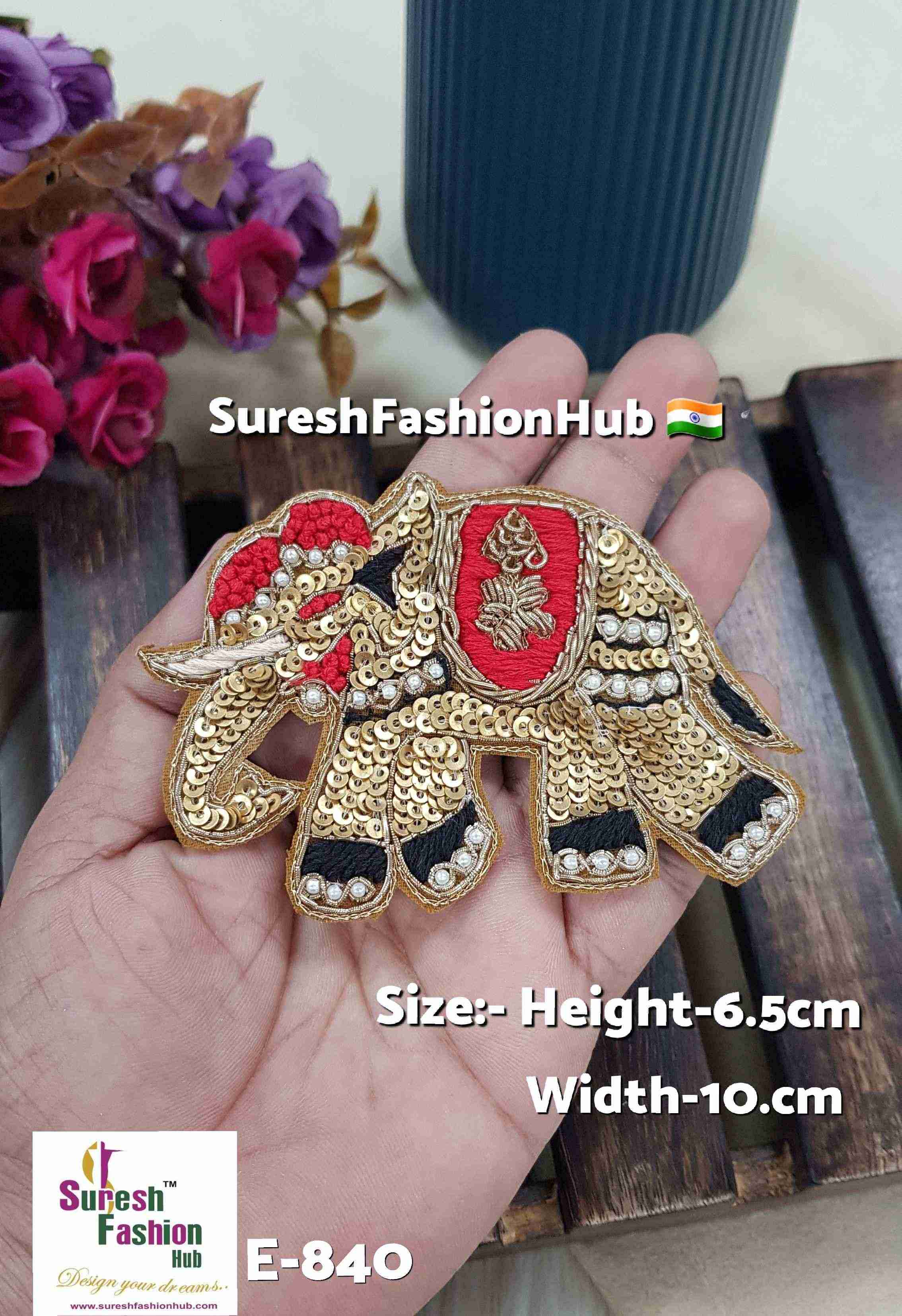 Regal Elephant Zardosi Patch – Left Facing