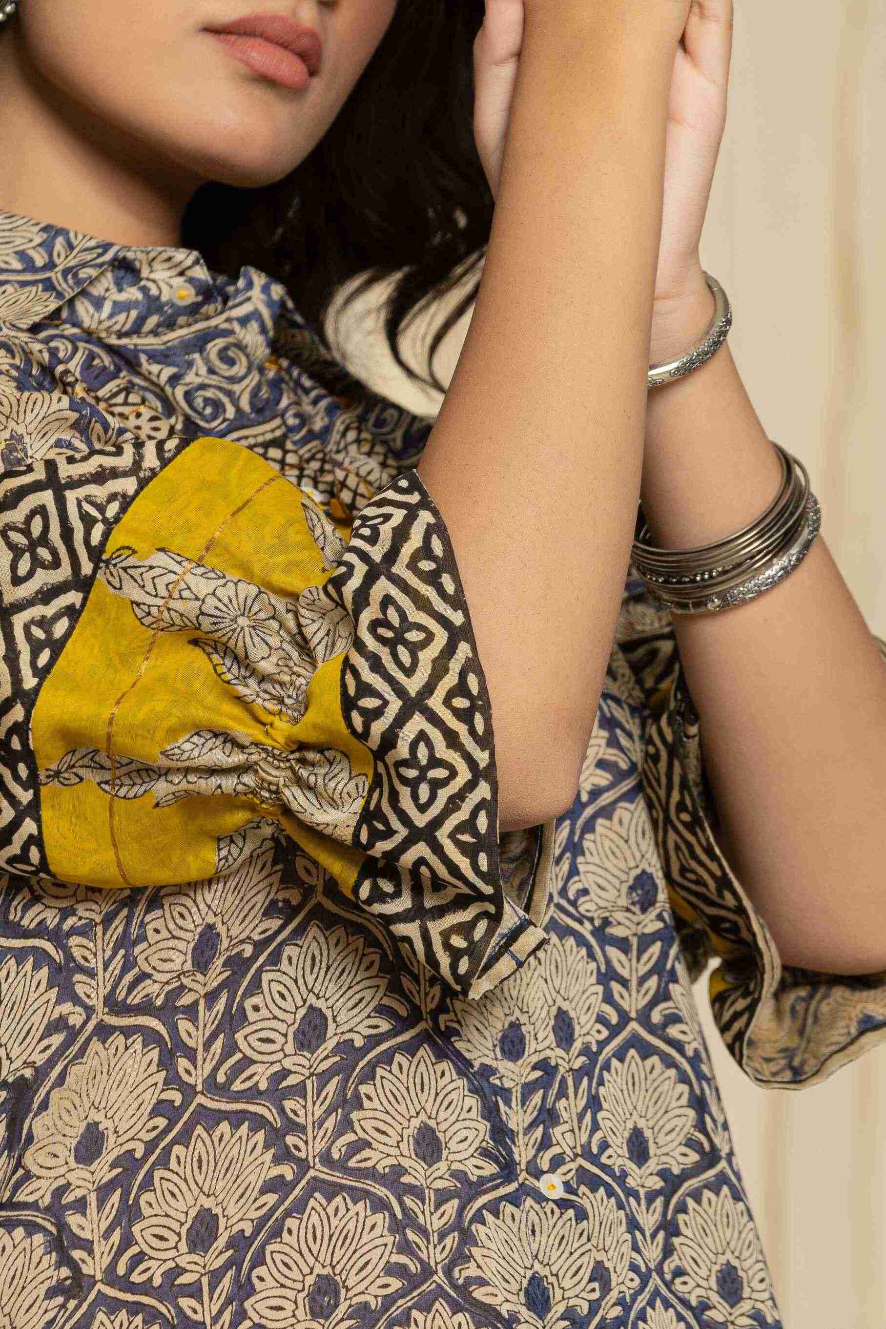 Block printed short dress