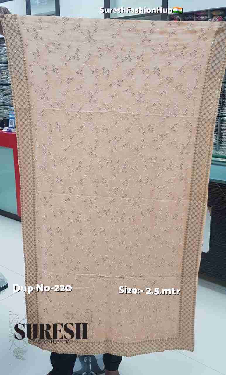 Peach Jal Floral Embroidered Dupatta with Sequin Zari Border-220