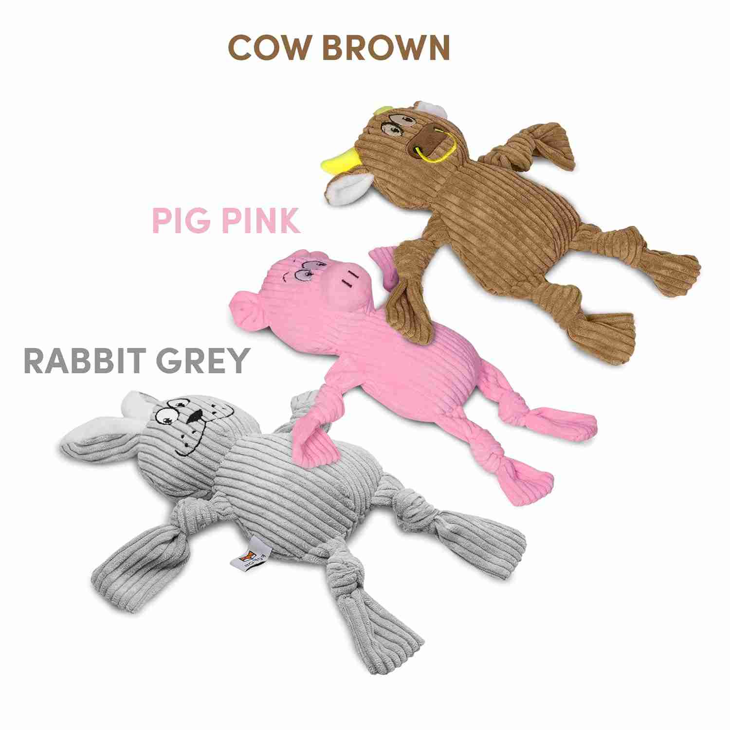 Barkbutler Fofos Fluffy Cow Brown Squeaky Plush Toy for Puppies and Dogs