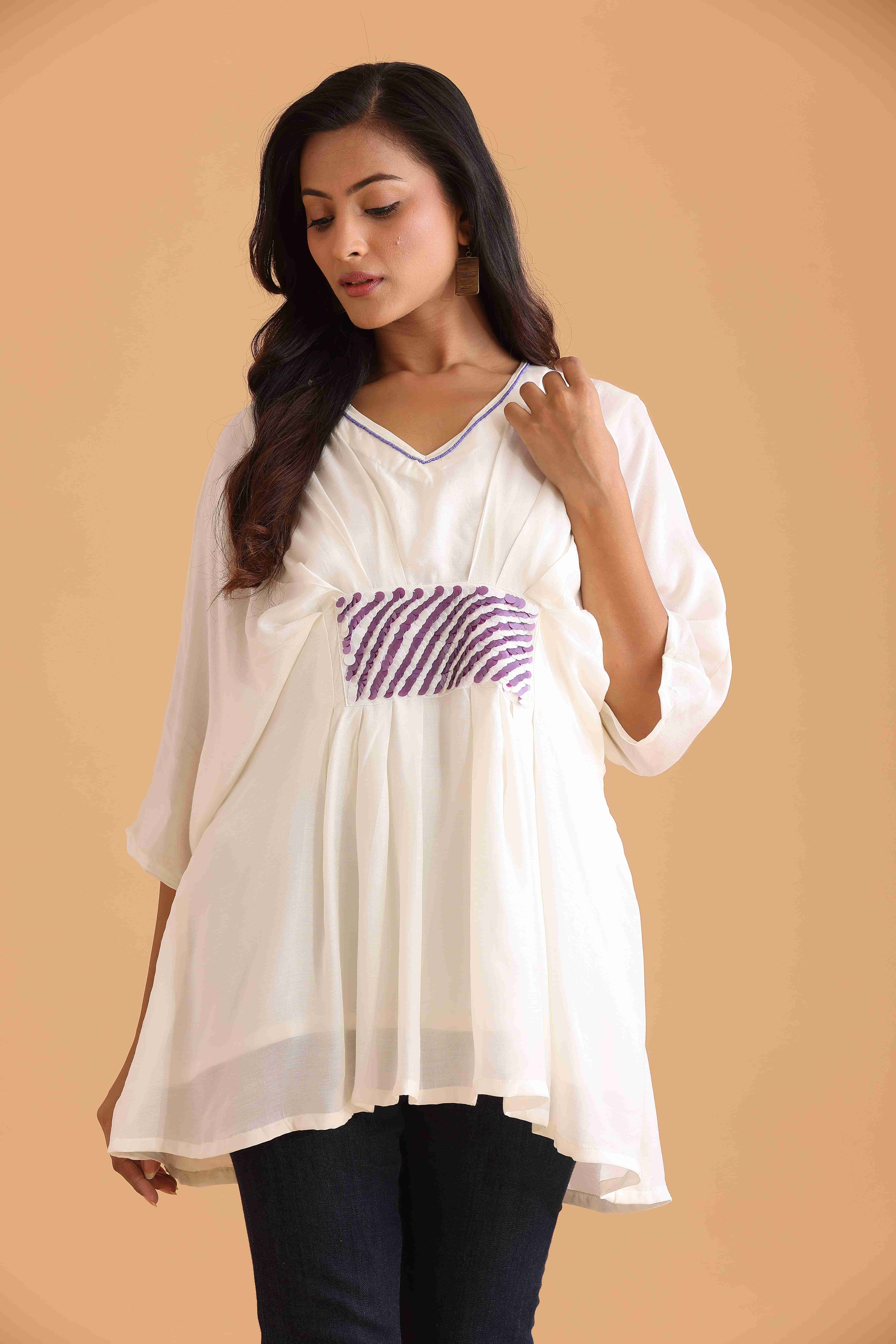 White Flowy Tunic with embellishment