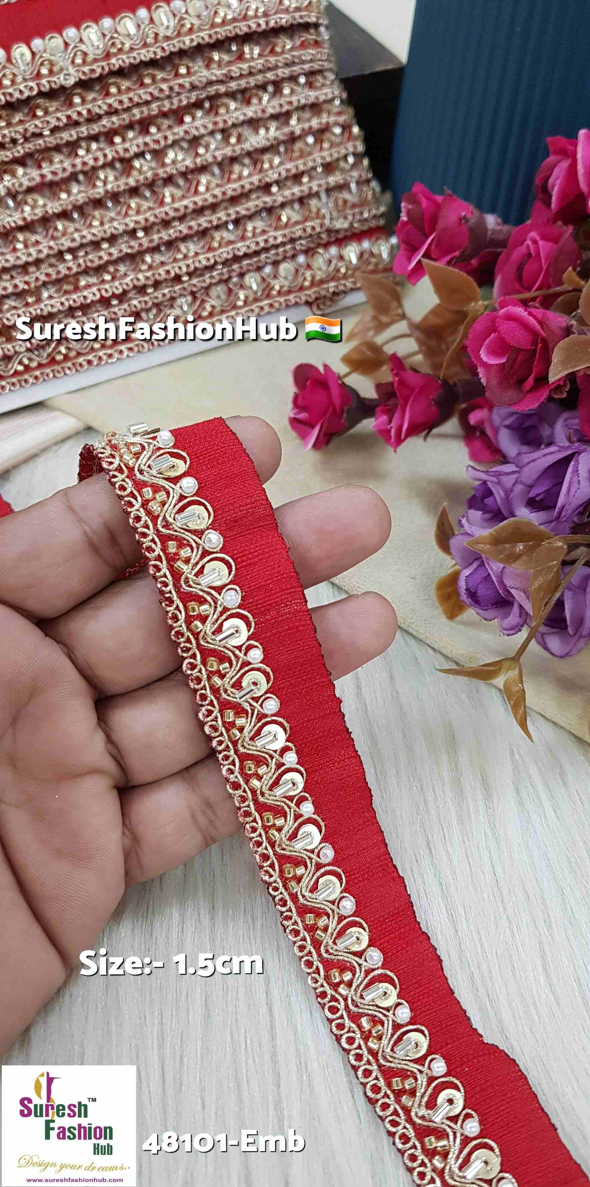 Red Elegance Beaded Border