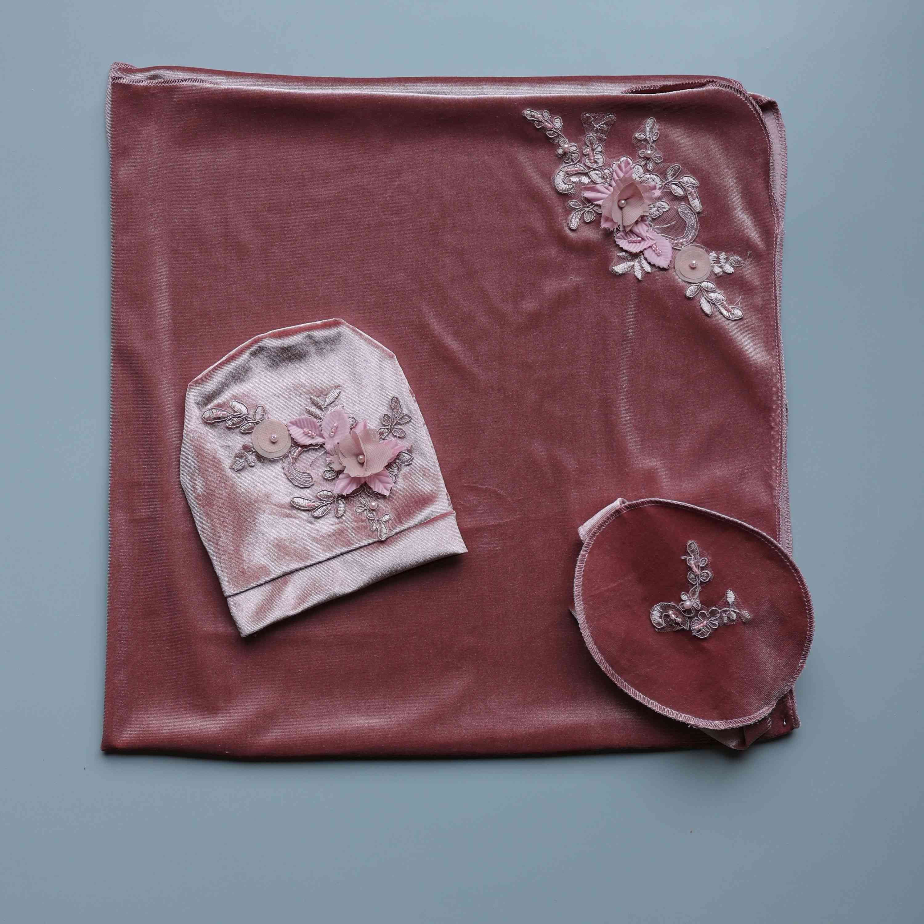 Blush Petal Velvet Baby Set