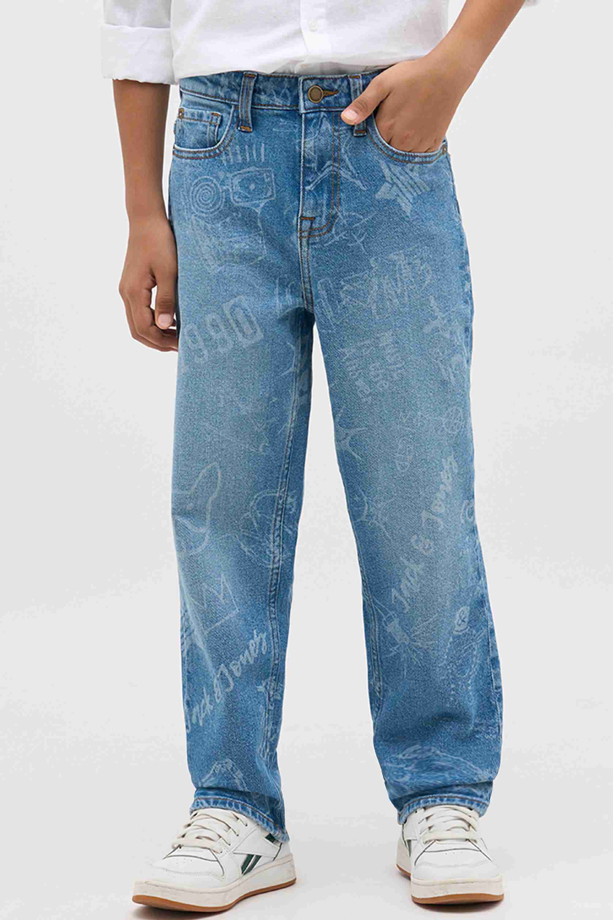 Mid Rise Cotton Relaxed Fit Boy's Jeans