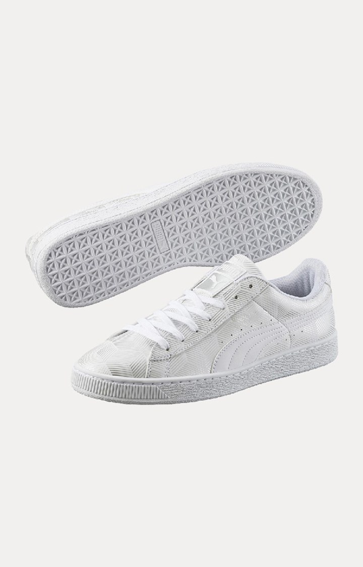 White Basket Classic Metallic Sneakers