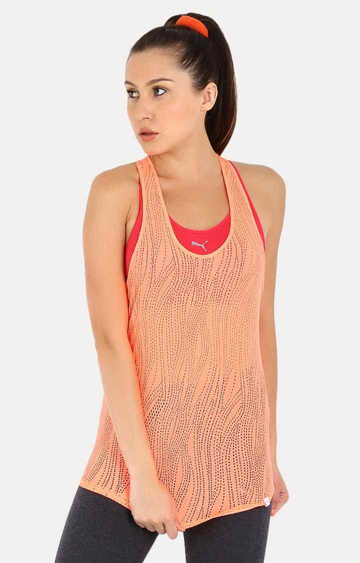 Peach MESH Layer Tank Top