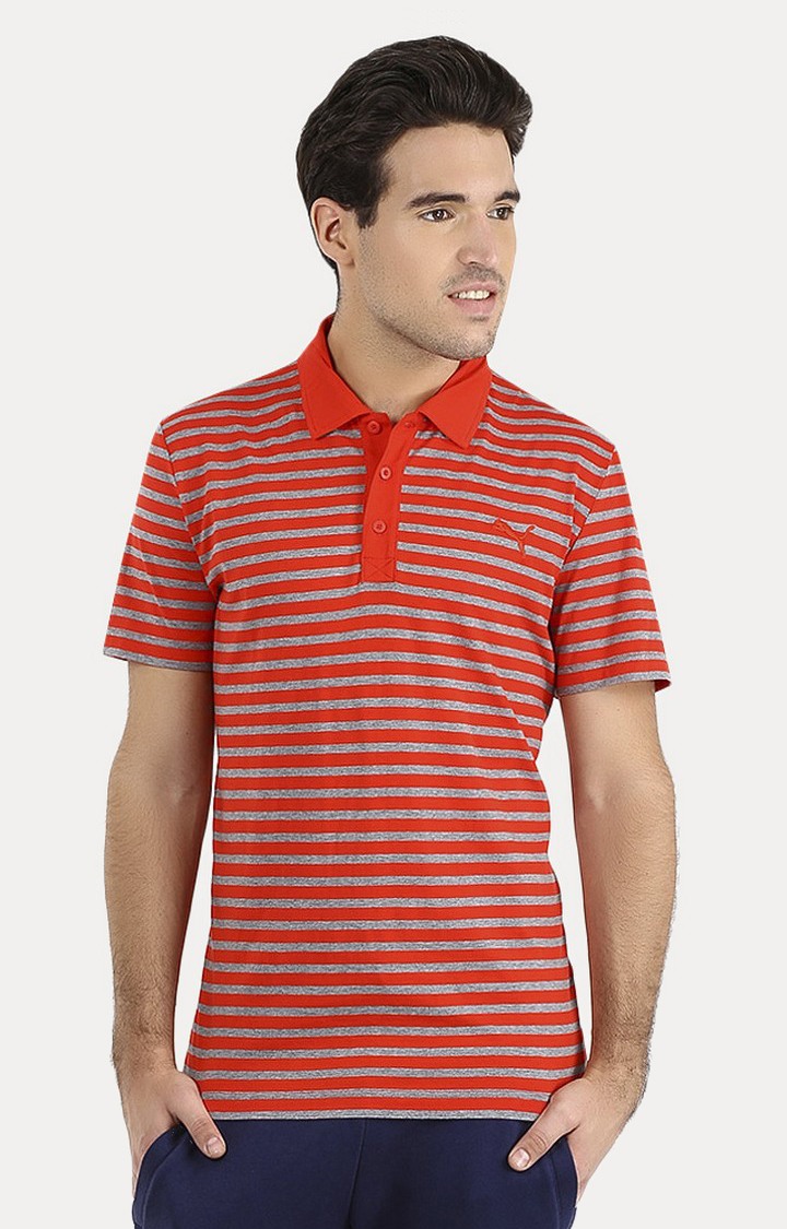 Red ESS Striped Jersey Polo T-Shirt