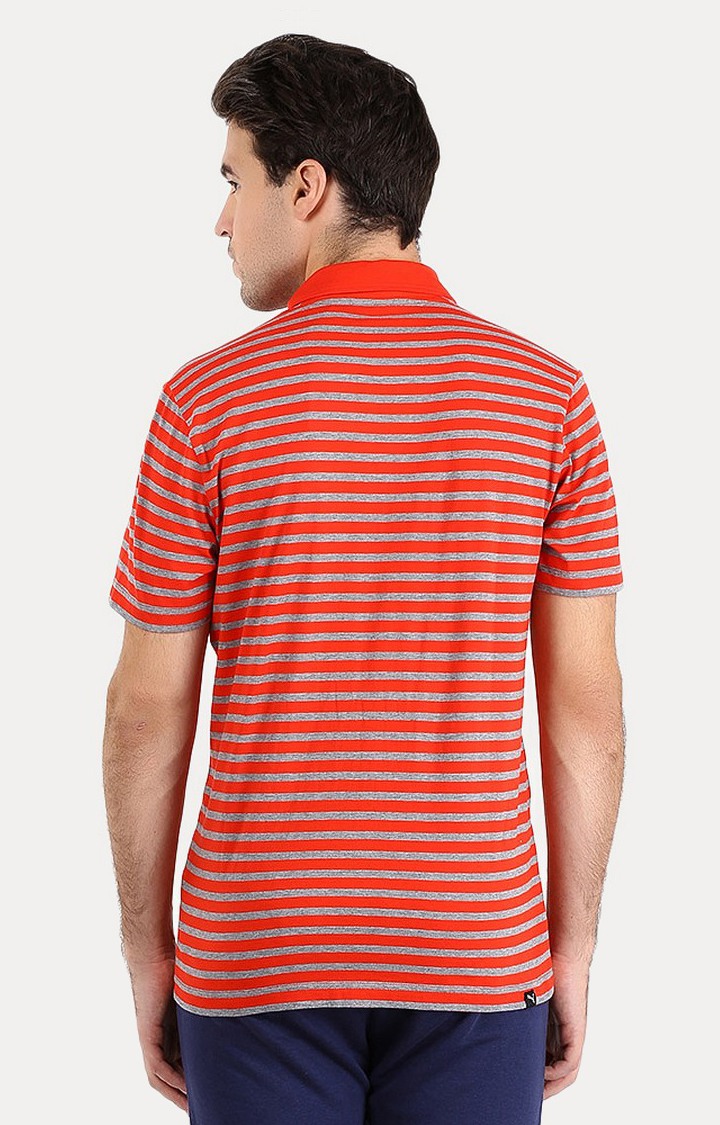 Red ESS Striped Jersey Polo T-Shirt