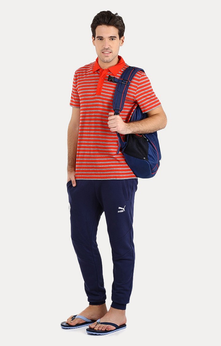 Red ESS Striped Jersey Polo T-Shirt