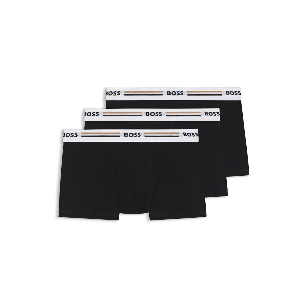 Three-Pack Trunks with Logo and Stripe Waistbands