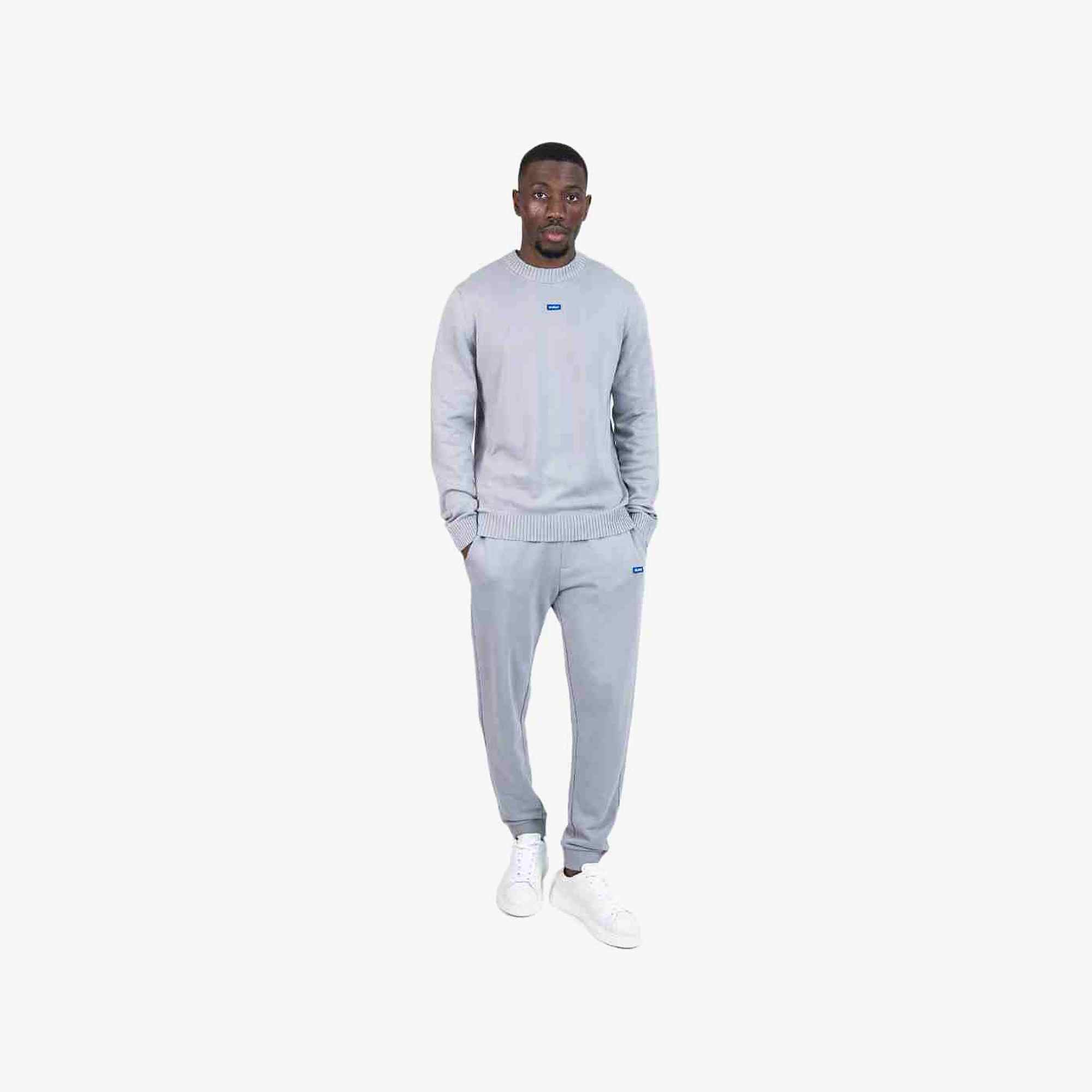 Knitted-Cotton Sweater With Blue Logo Label